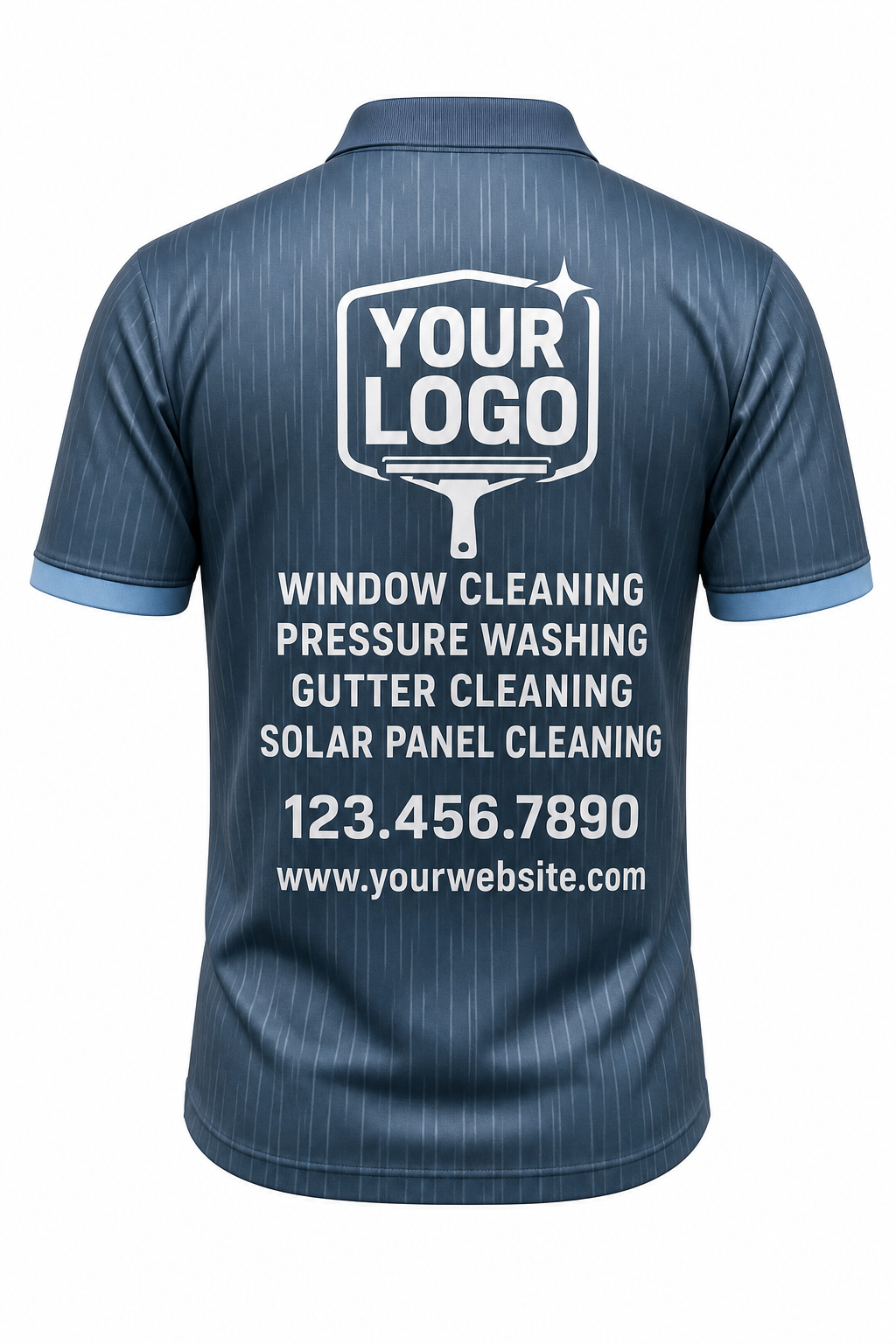 Rainfall custom window cleaning crew uniform polo shirt — back (polo-back)