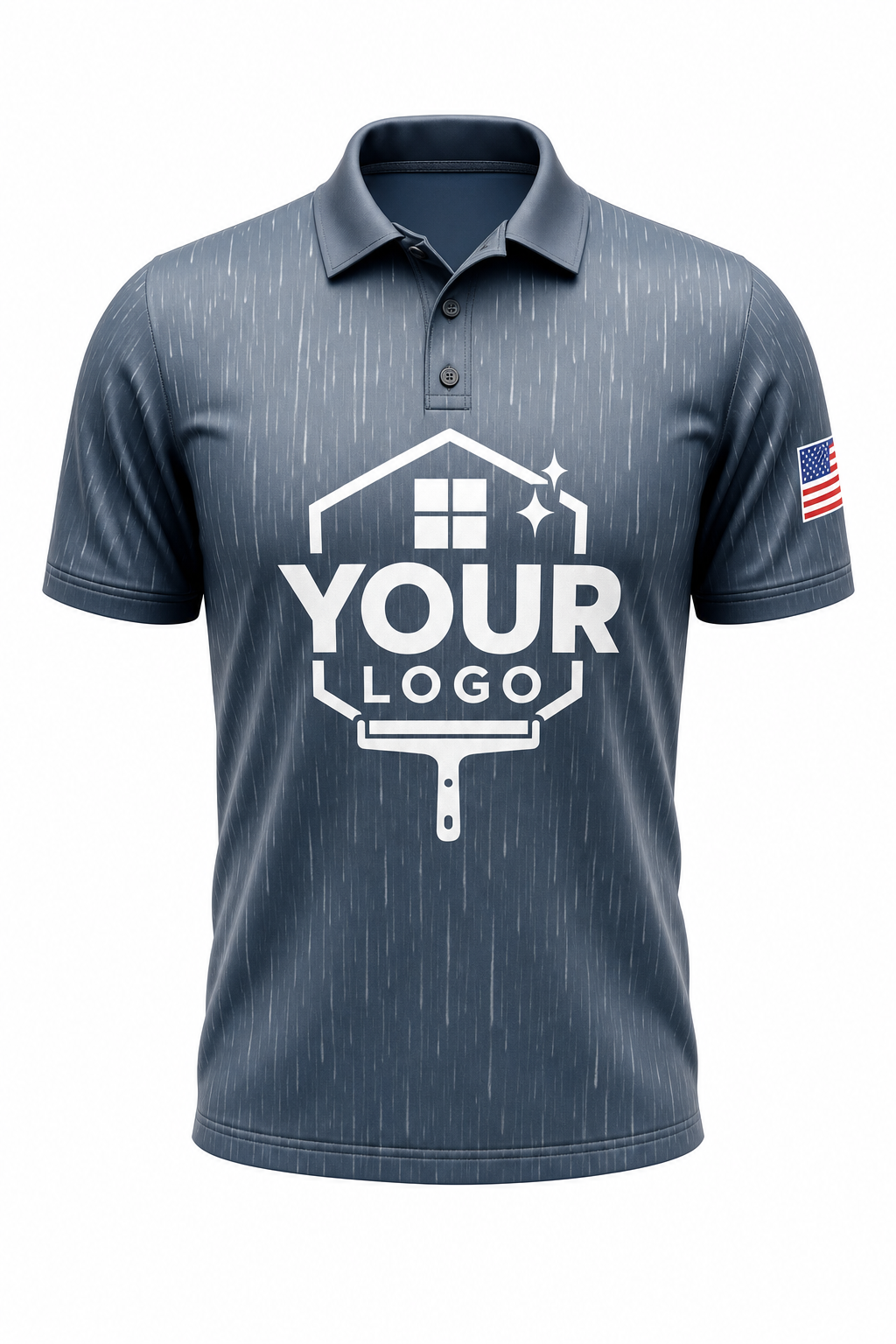 Rainfall custom window cleaning crew uniform polo shirt — front (polo-front)
