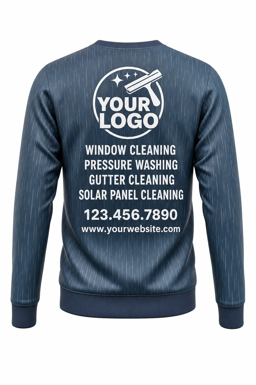 Rainfall custom window cleaning crew uniform sweatshirt — back (sweatshirt-back)