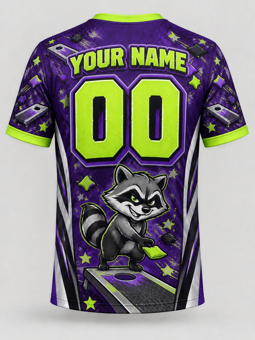 Rascal Raccoon custom cornhole team jersey, back