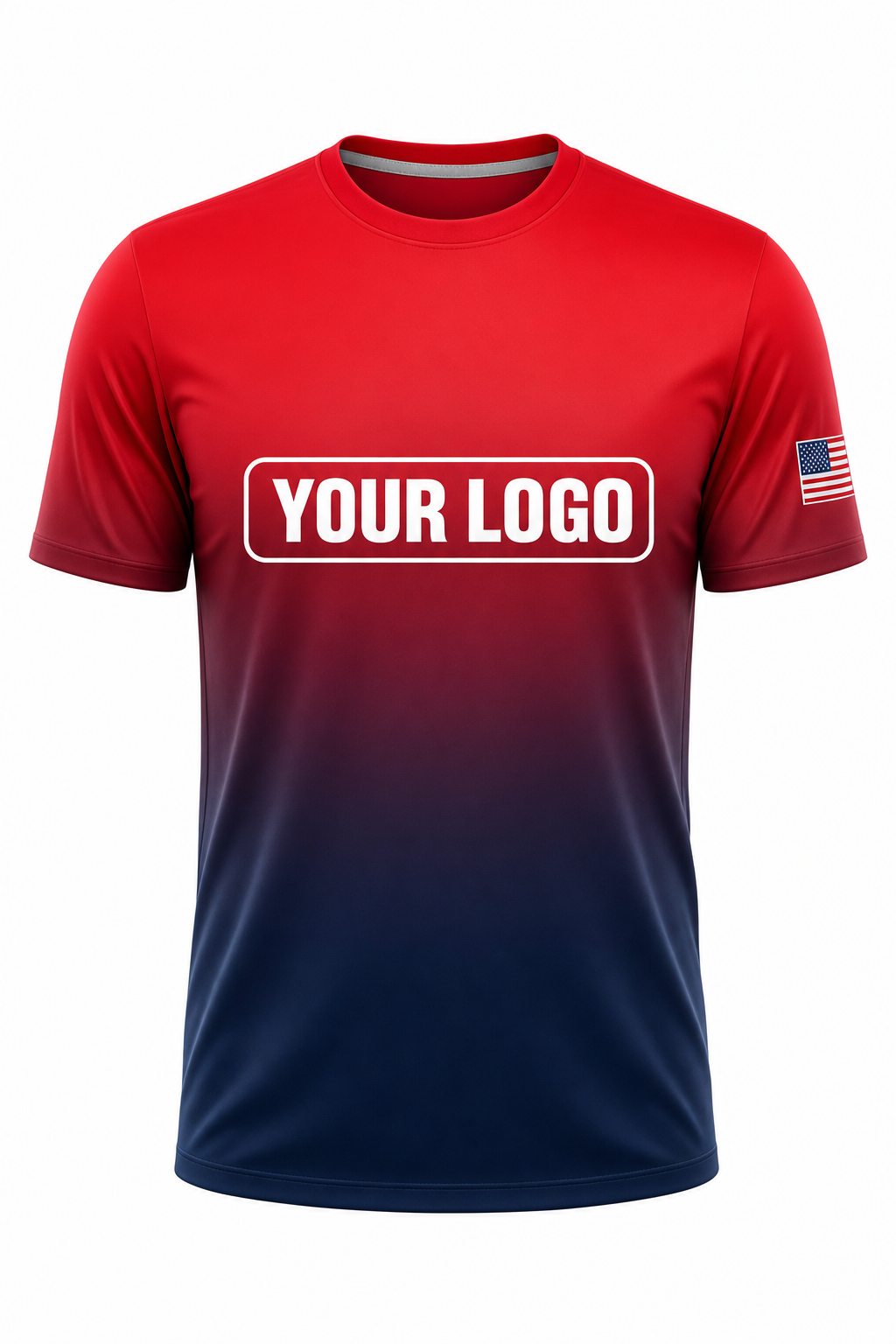 Red Depth custom crew uniform in red fading into navy