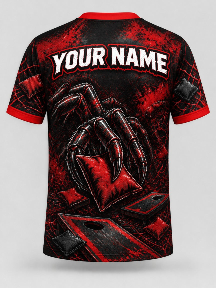 Red Widow Toss custom cornhole team jersey, back