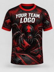 Red Widow Toss custom cornhole team jersey, front