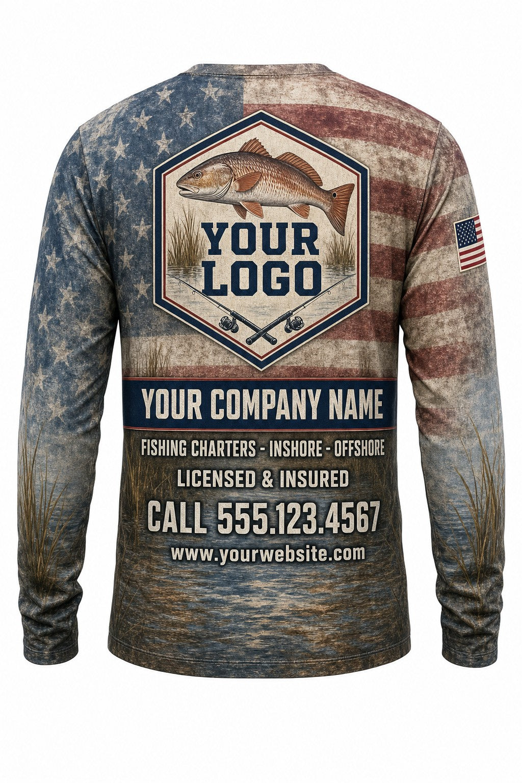 Redfish Flag Custom Fishing Team Uniform - custom crew uniform