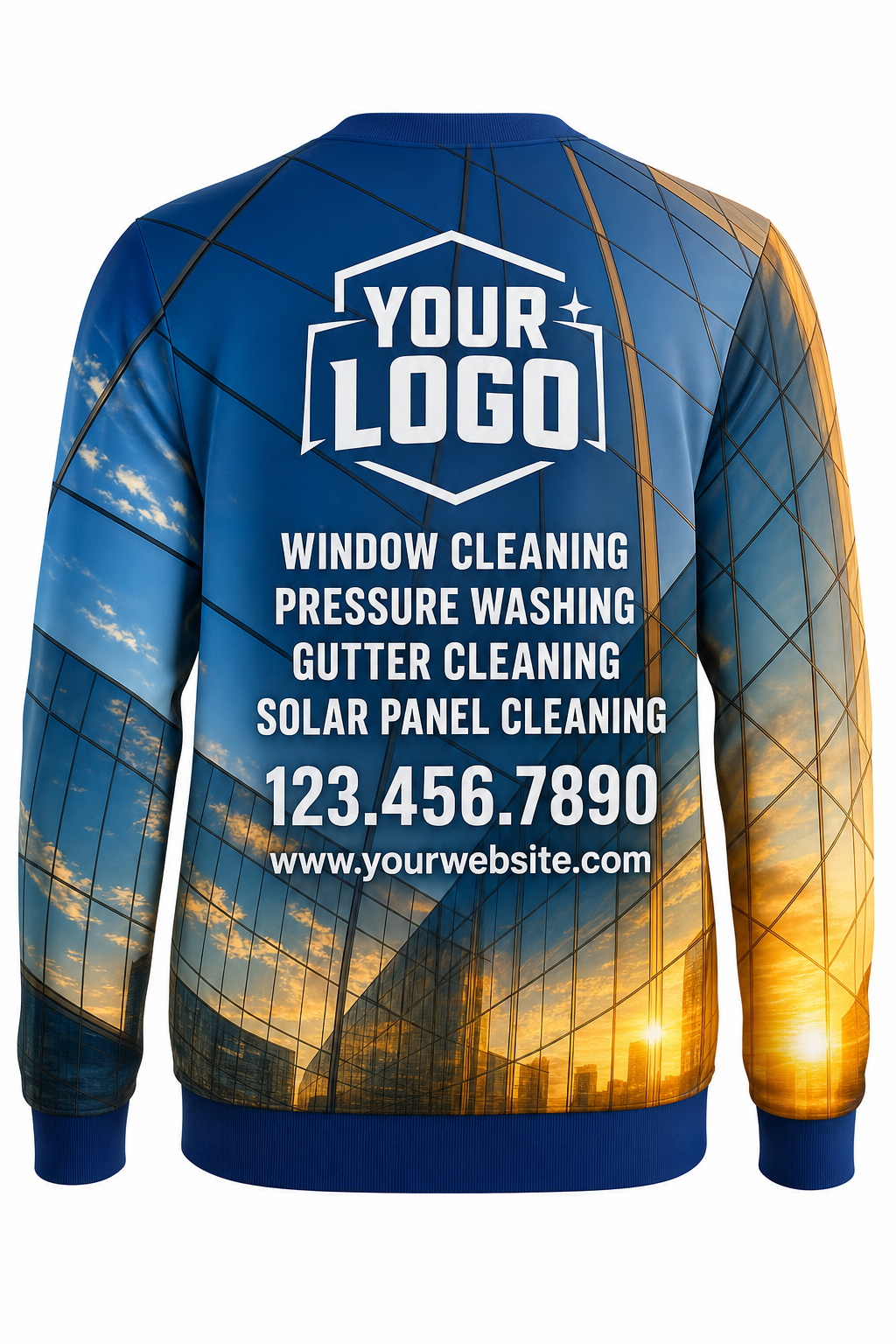 Reflective Gold custom window cleaning crew uniform sweatshirt — back (sweatshirt-back)