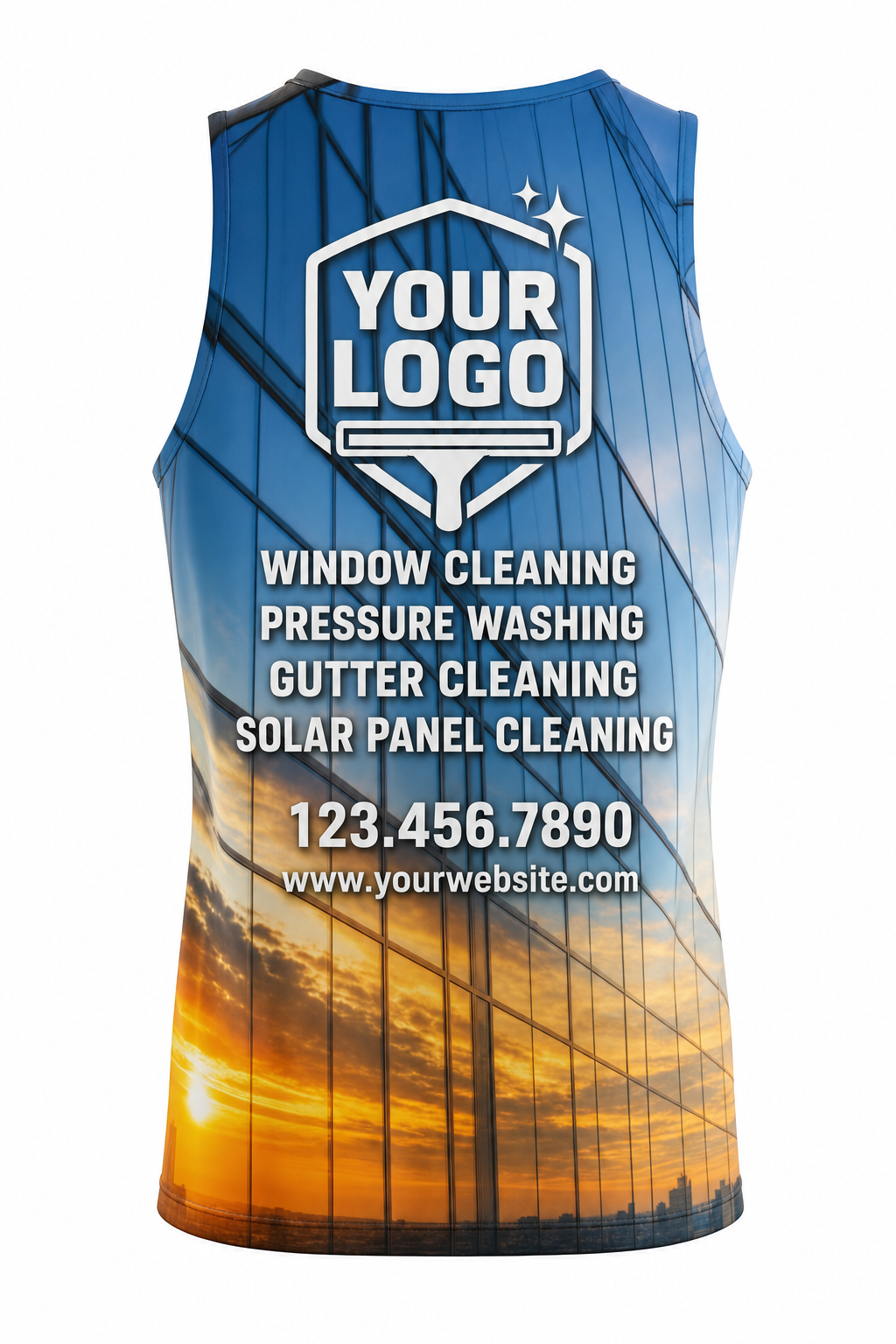 Reflective Gold custom window cleaning crew uniform Tank Top — back