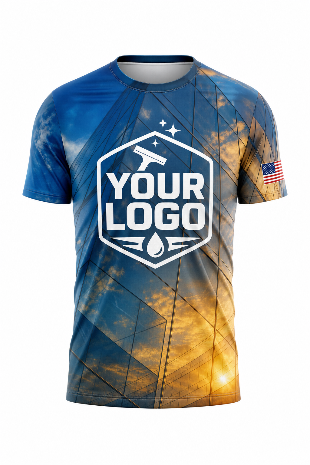 Reflective Gold custom window cleaning crew uniform t-shirt — front (tee-front)