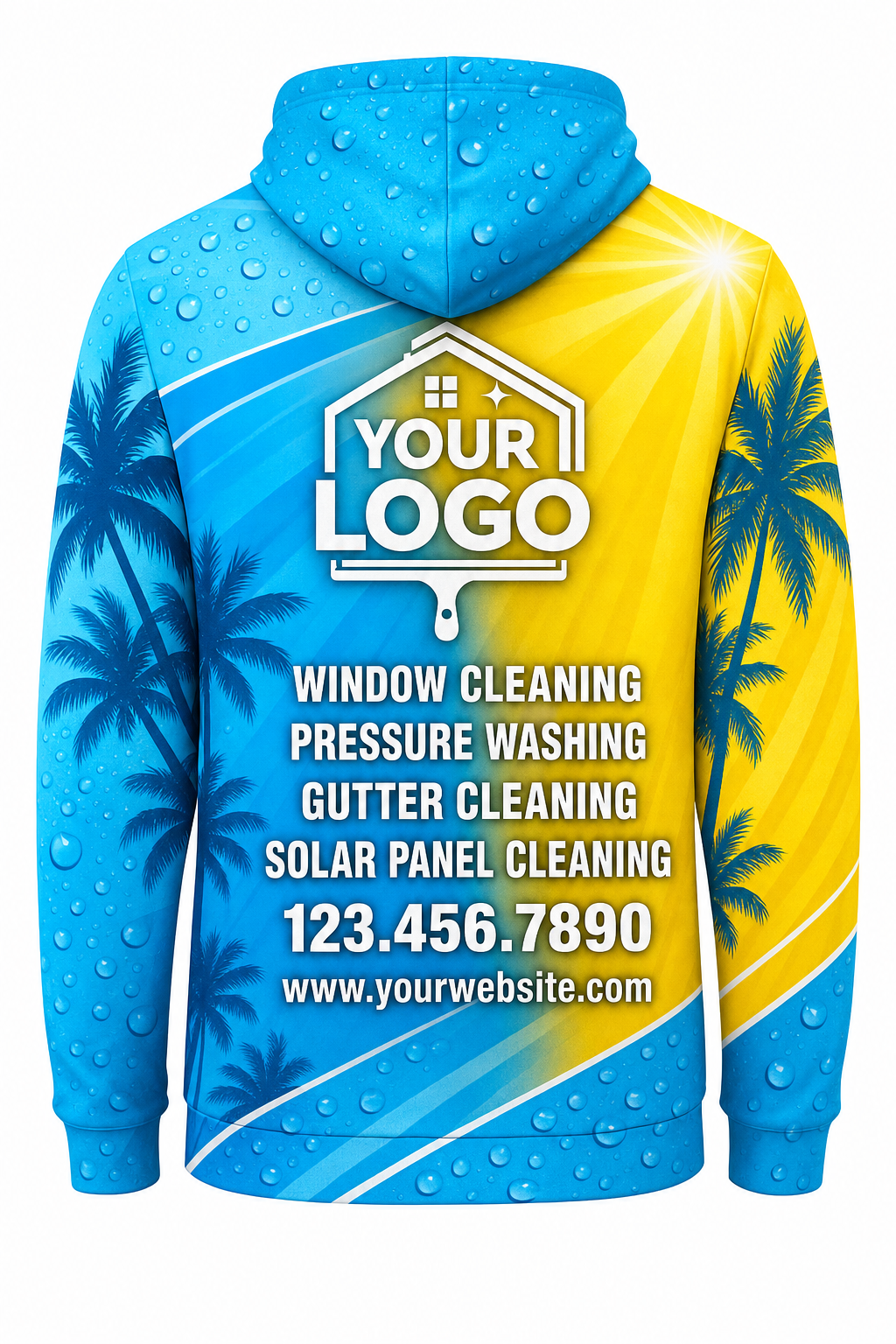 Tropical Softwash custom window cleaning crew uniform hoodie — back (hoodie-back)