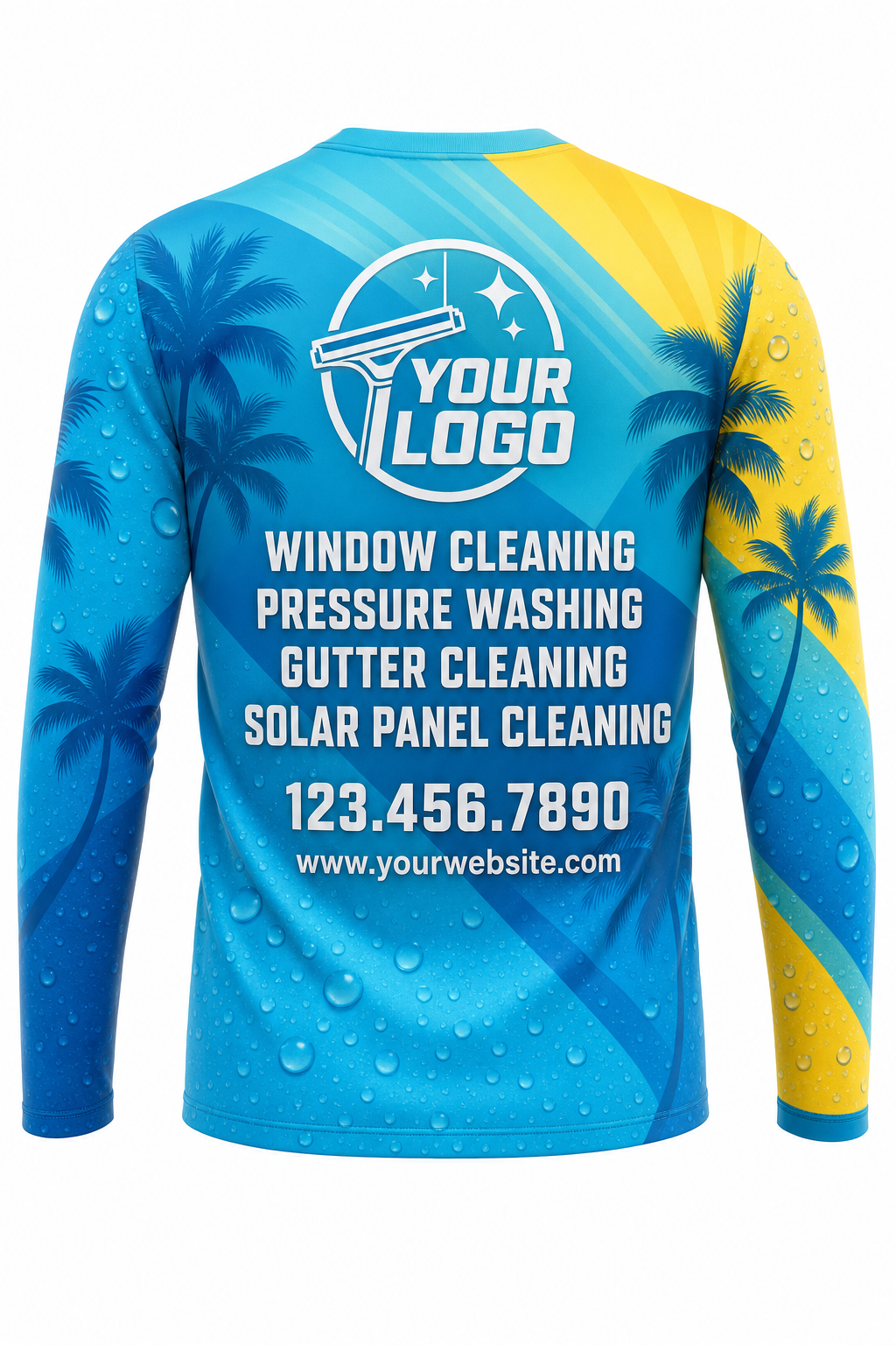 Tropical Softwash custom window cleaning crew uniform long-sleeve shirt — back (longsleeve-back)