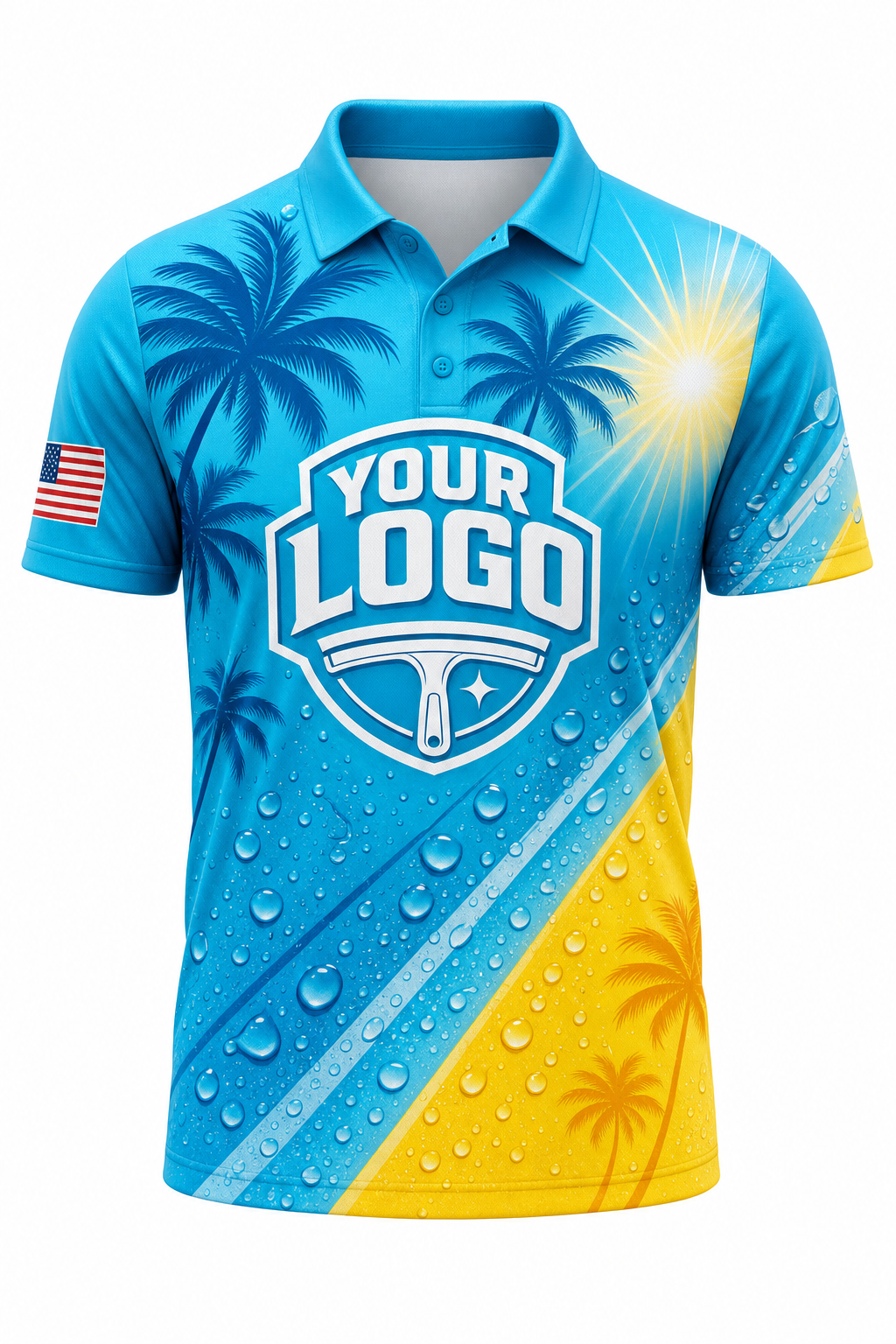 Tropical Softwash custom window cleaning crew uniform polo shirt — front (polo-front)