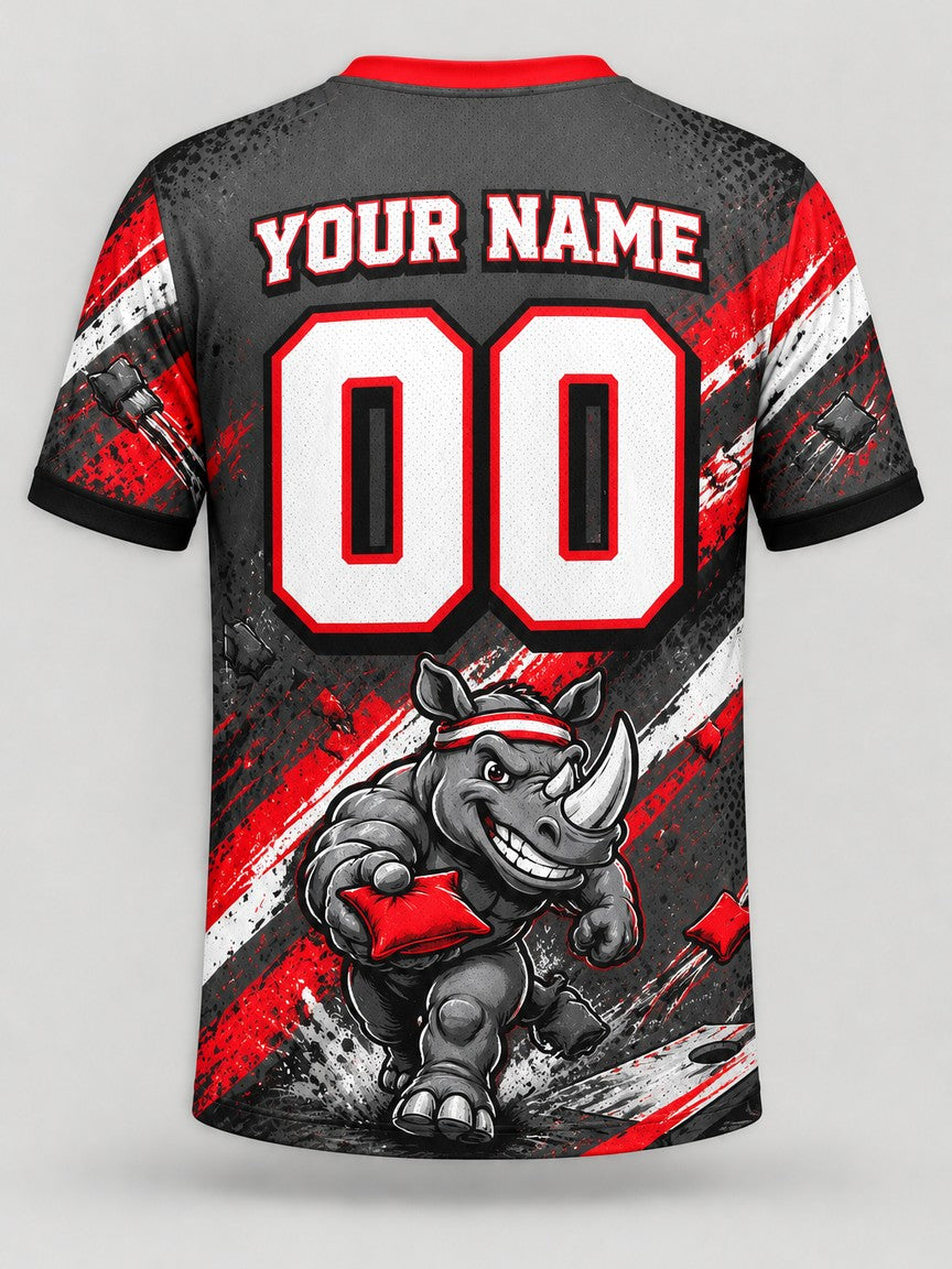 Rhino Rush custom cornhole team jersey, back