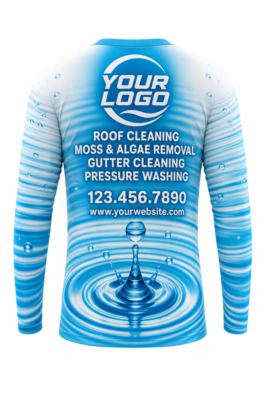 Ripple Impact custom roof cleaning & pressure washing crew uniform Long Sleeve — back