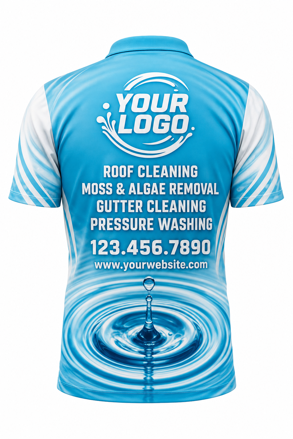 Ripple Impact custom roof cleaning & pressure washing crew uniform Polo — back