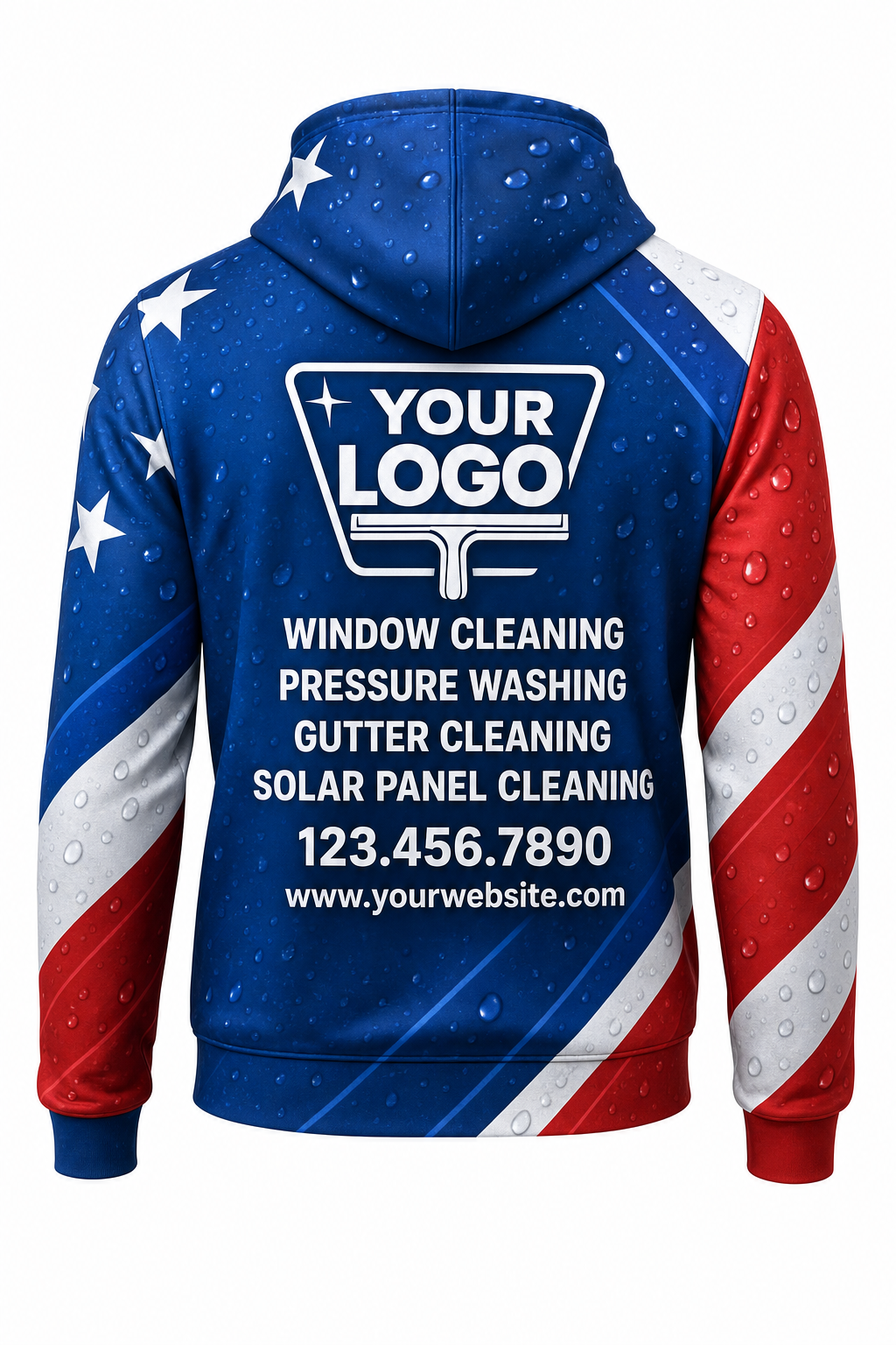 Patriot Wash custom window cleaning crew uniform hoodie — back (hoodie-back)