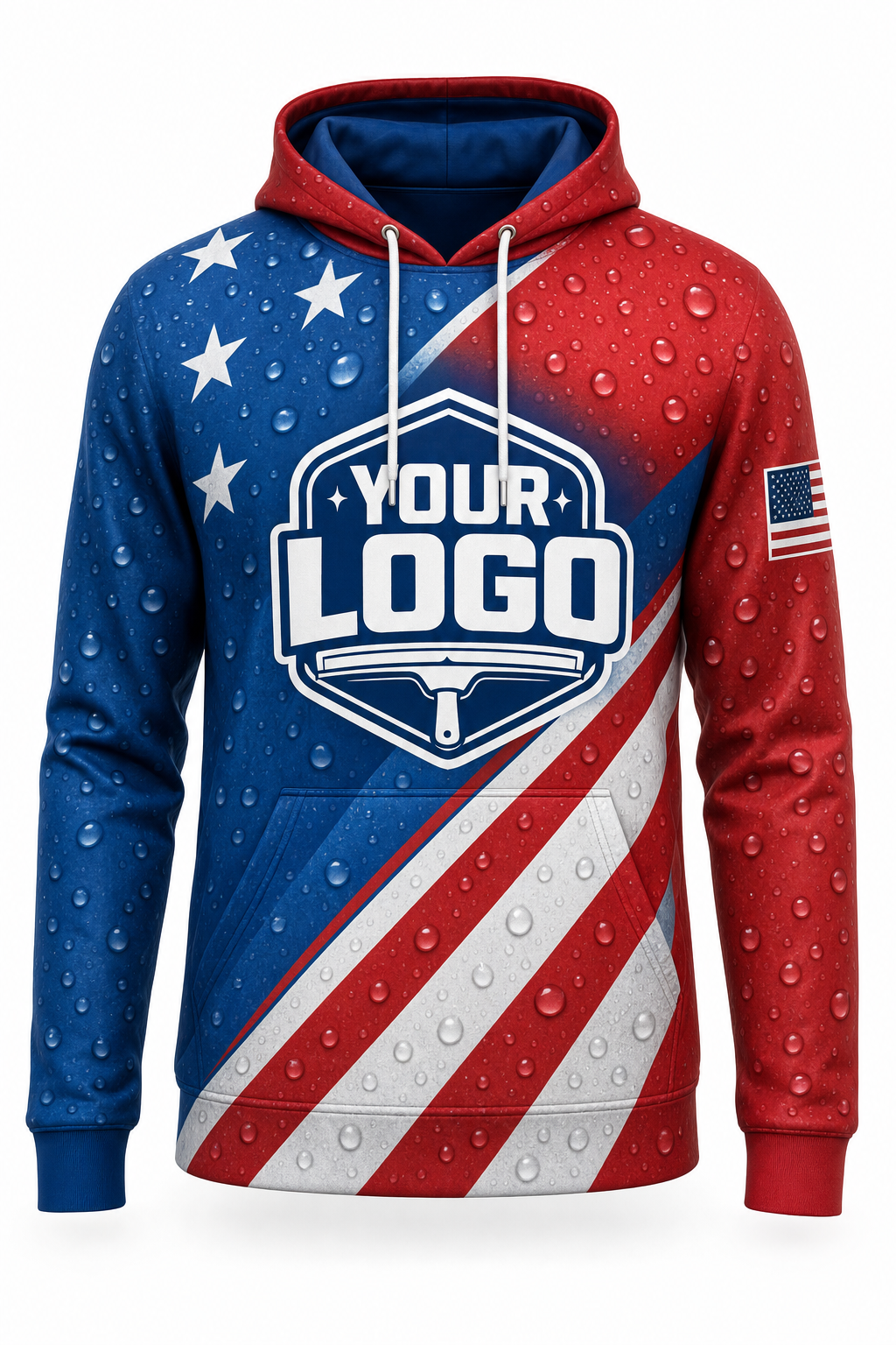 Patriot Wash custom window cleaning crew uniform hoodie — front (hoodie-front)