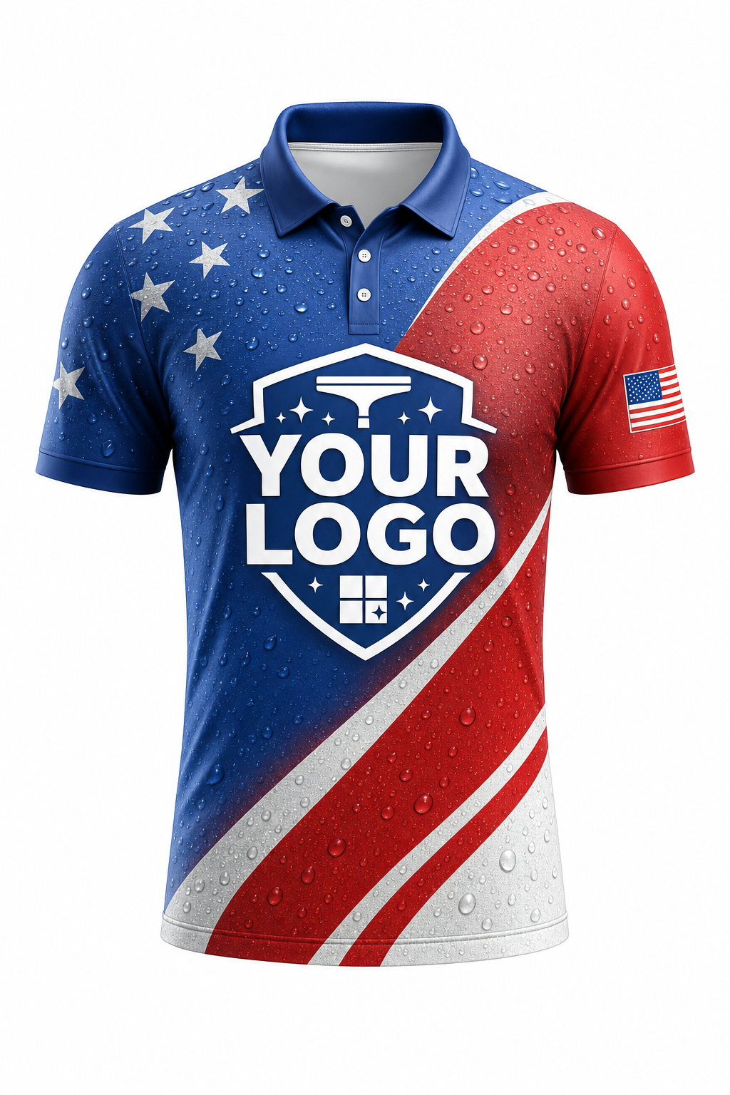 Patriot Wash custom window cleaning crew uniform polo shirt — front (polo-front)