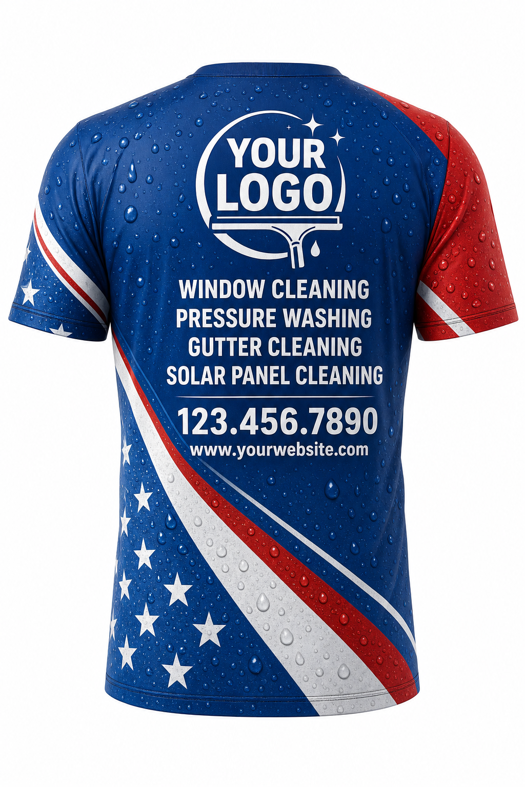 Patriot Wash custom window cleaning crew uniform t-shirt — back (tee-back)