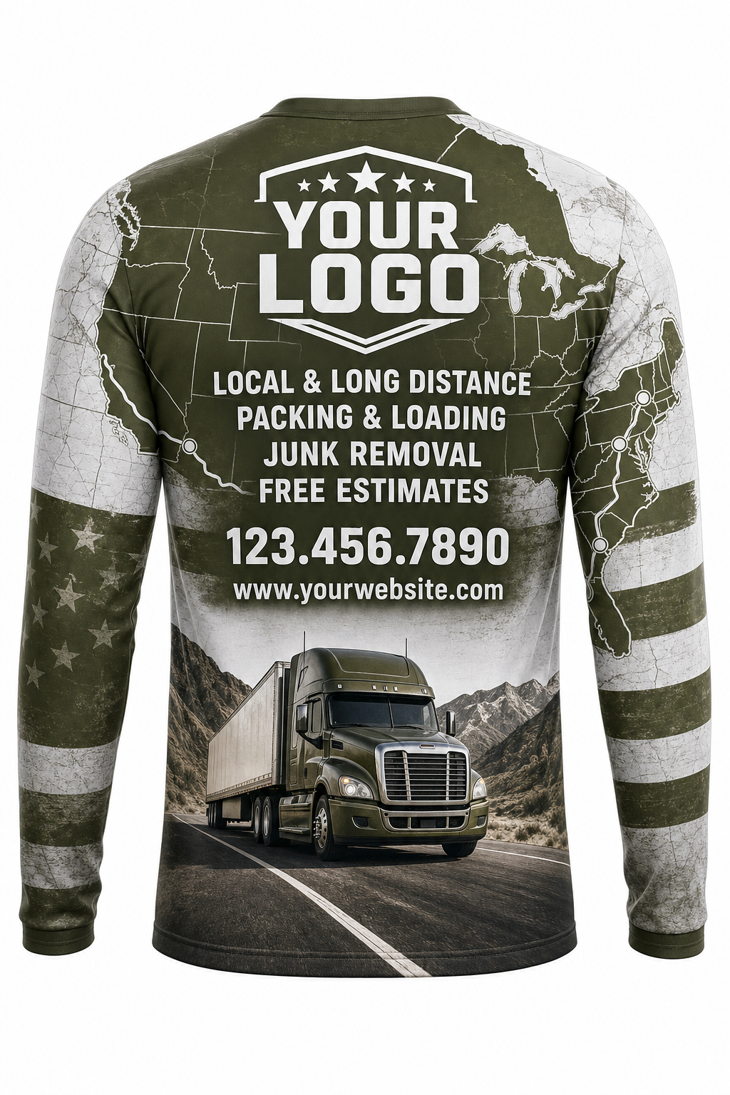 Long-Haul Route custom moving & junk removal crew uniform Long Sleeve — back