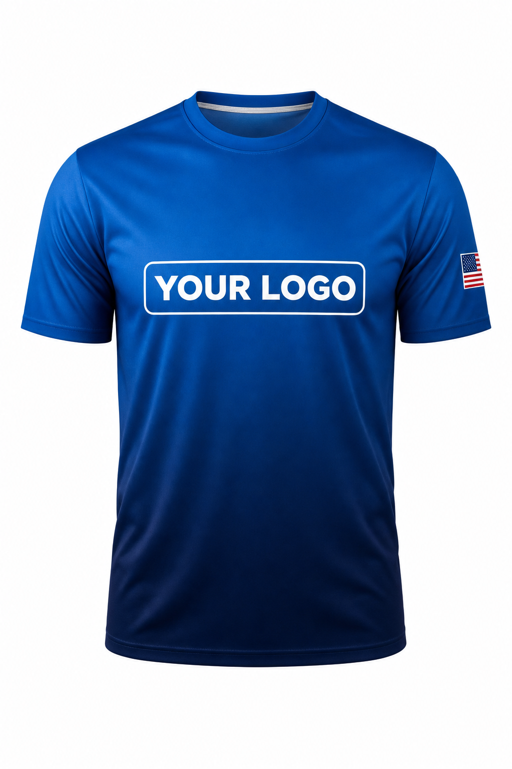 Royal Depth custom crew uniform in royal blue fading into navy