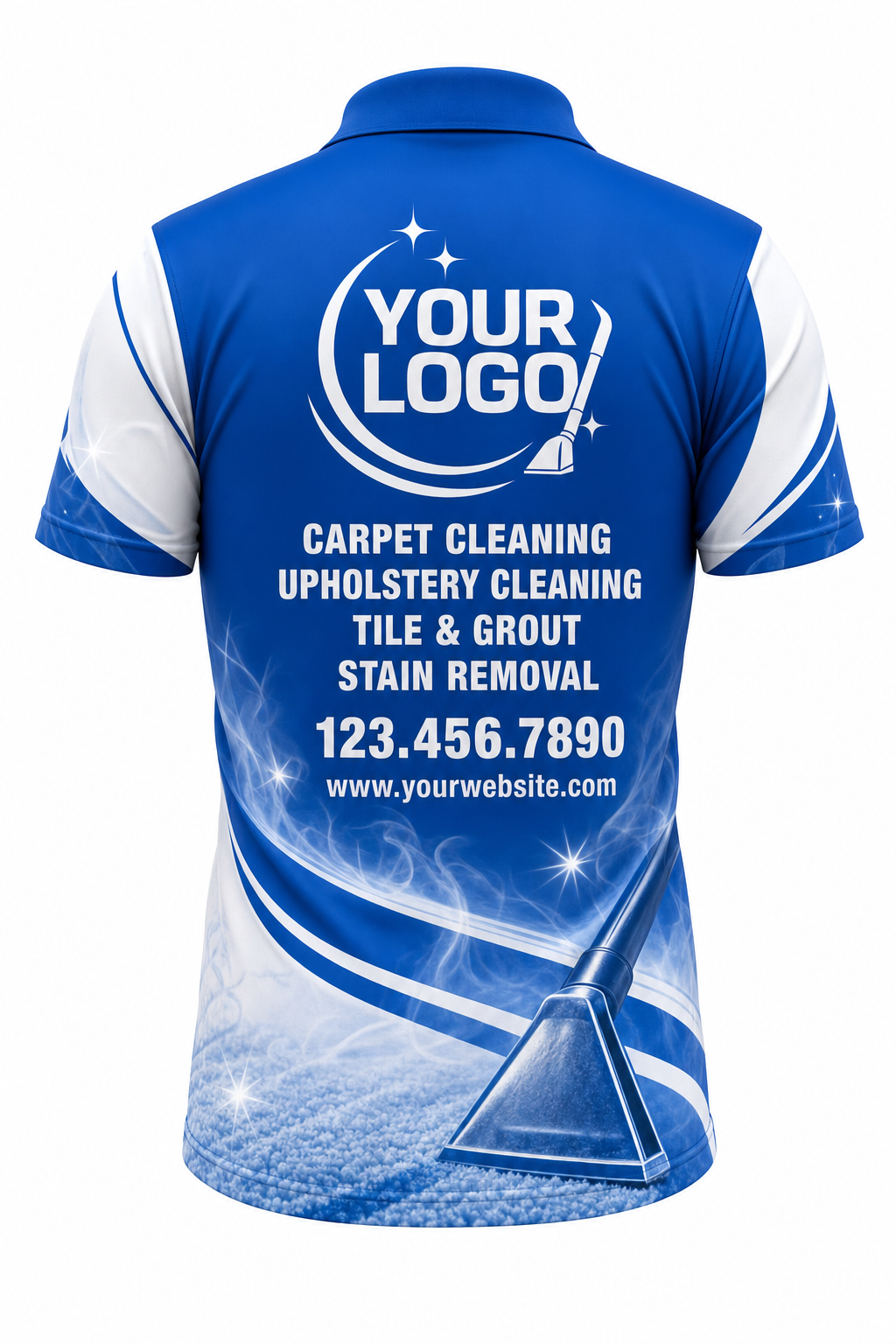Royal Steam custom carpet cleaning crew uniform polo shirt — back (polo-back)