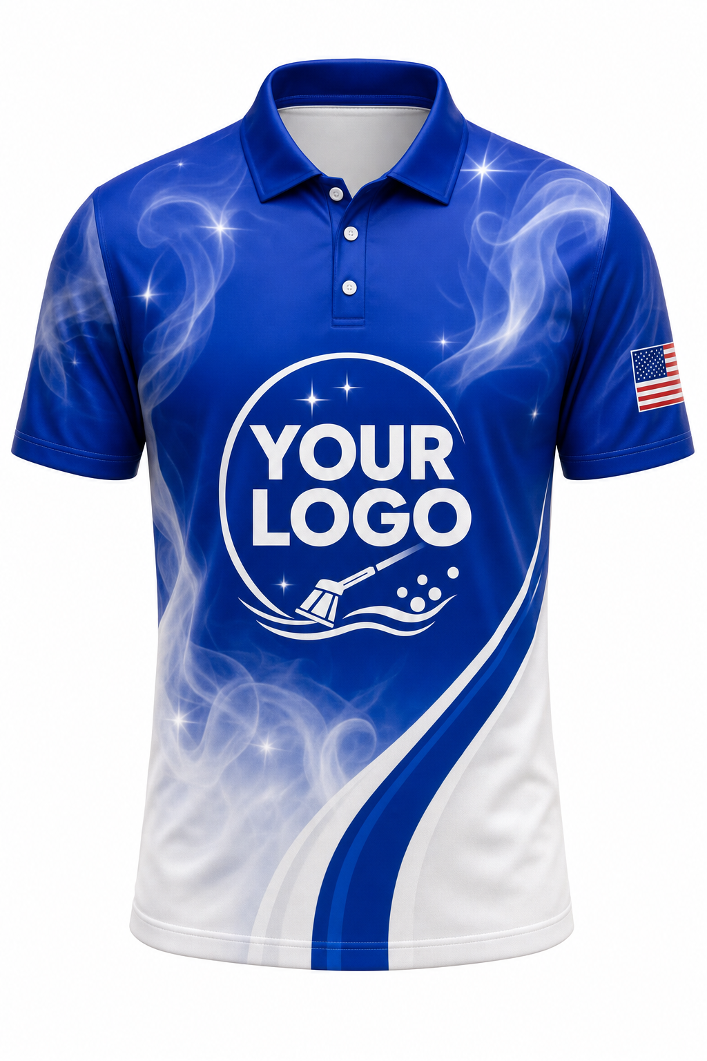 Royal Steam custom carpet cleaning crew uniform polo shirt — front (polo-front)