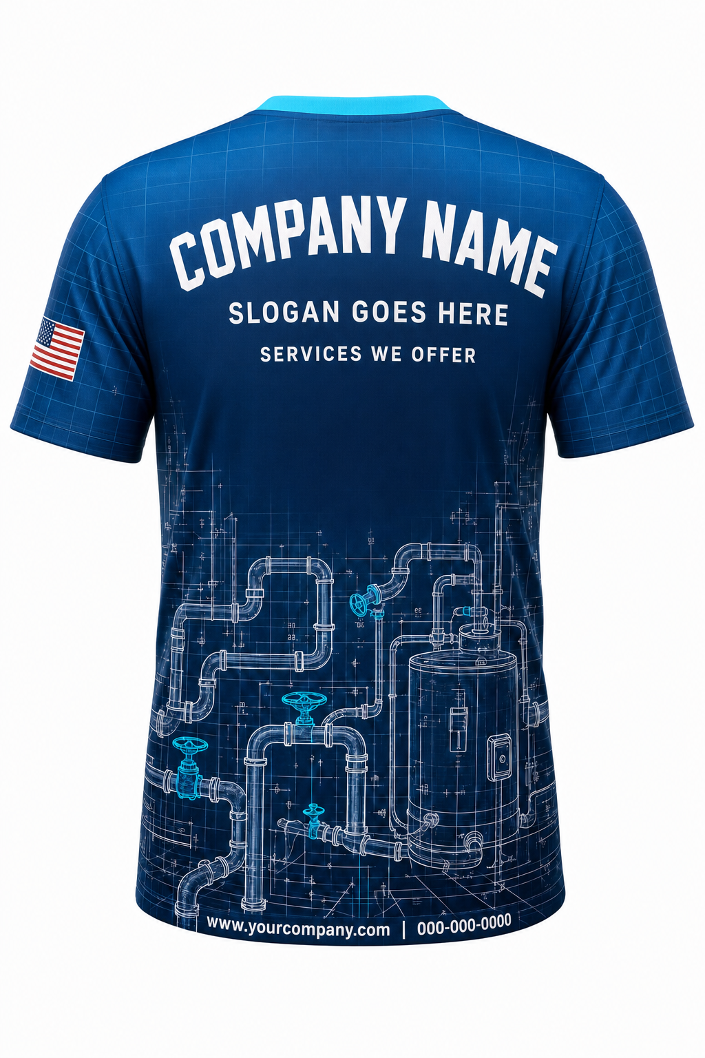 Schematic Blue - Crew Uniform back