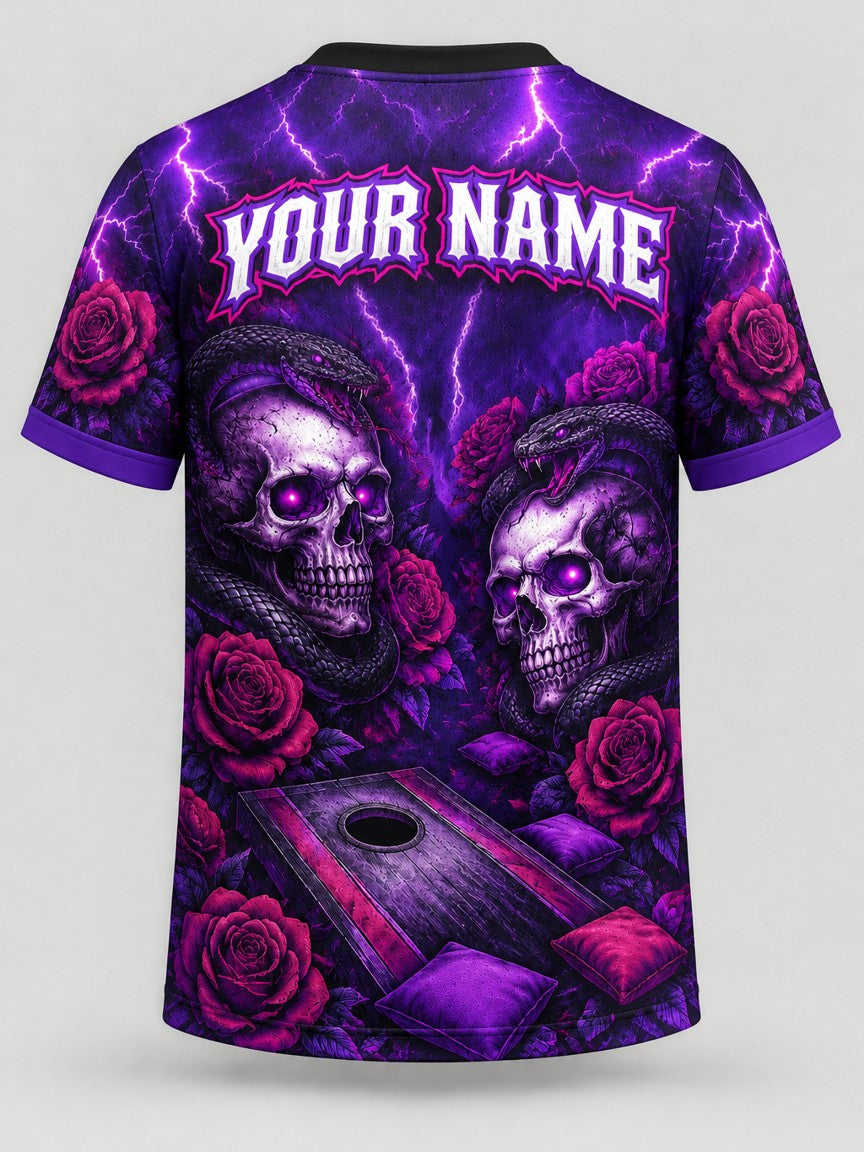 Skull and Roses custom cornhole team jersey, back