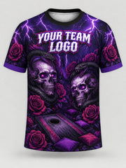 Skull and Roses custom cornhole team jersey, front