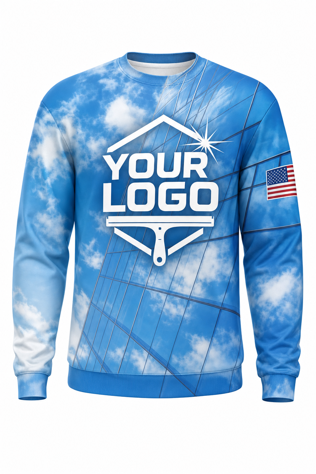 Sky Mirror custom window cleaning crew uniform sweatshirt — front (sweatshirt-front)