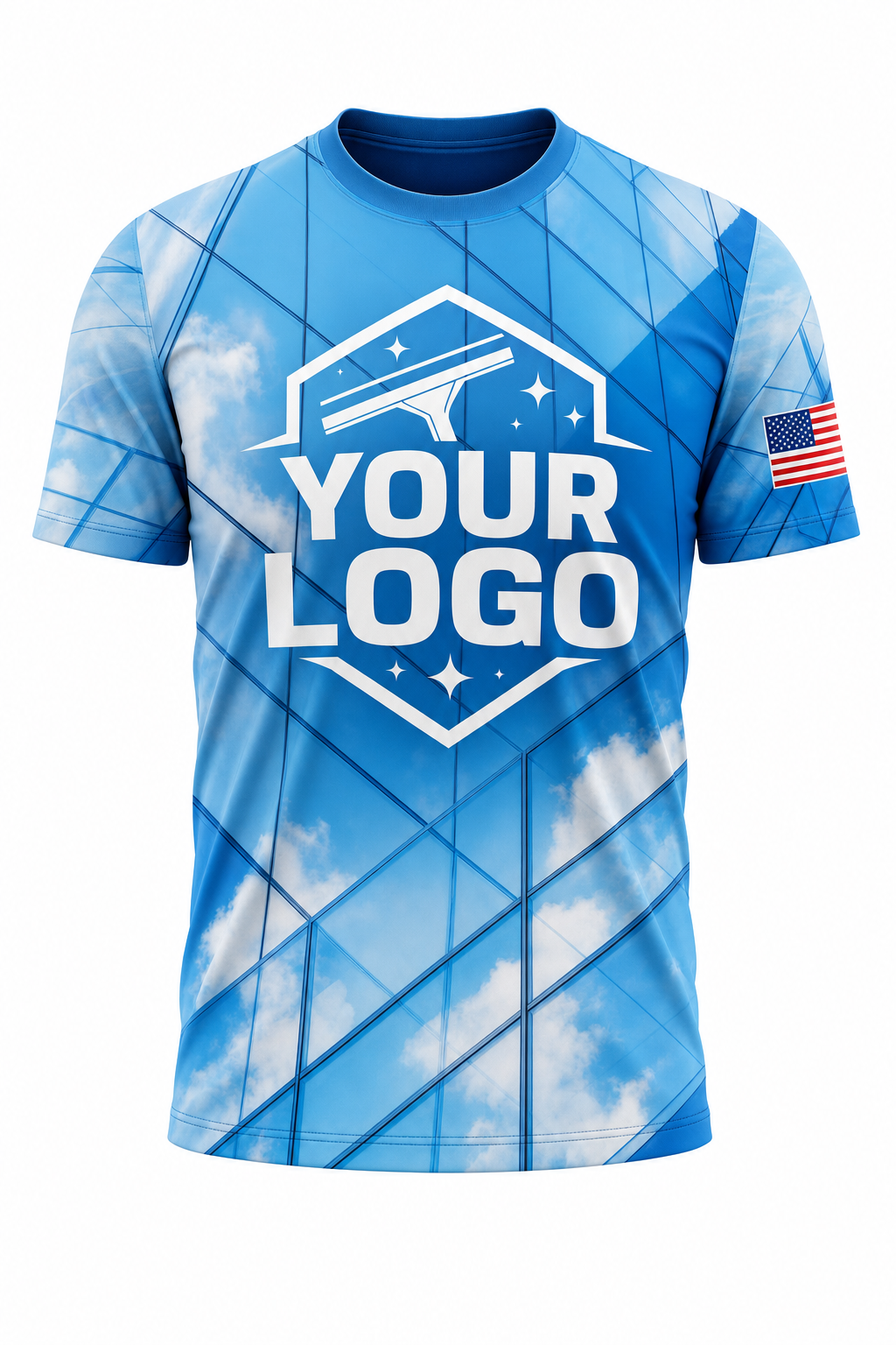 Sky Mirror custom window cleaning crew uniform t-shirt — front (tee-front)