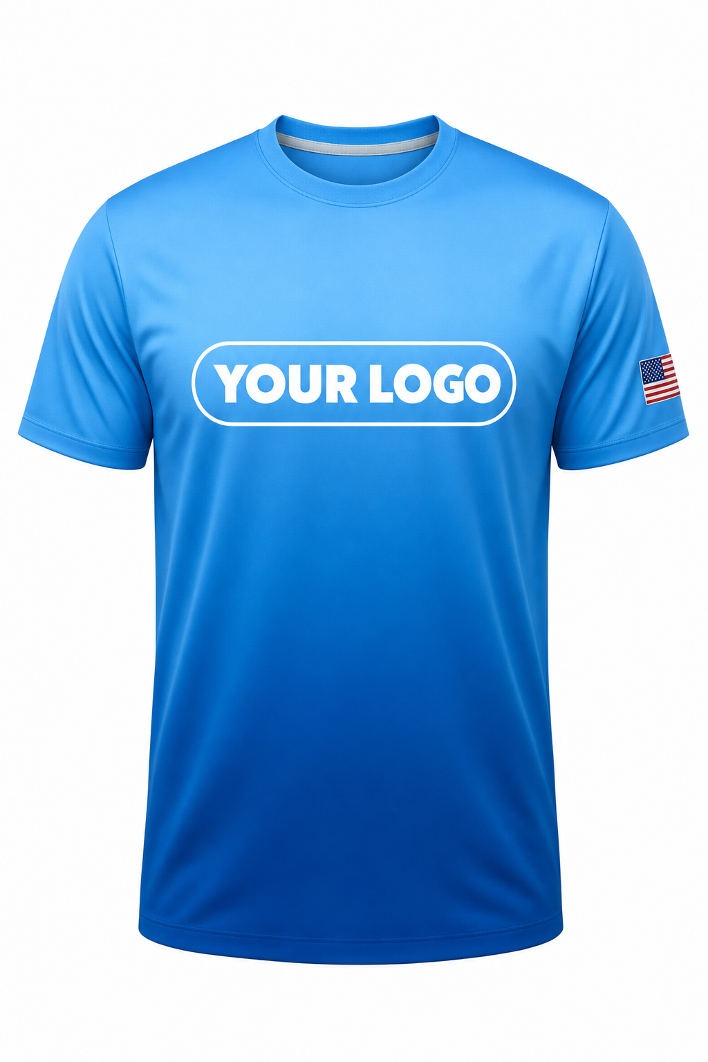 Sky Royal custom crew uniform in sky blue fading into royal