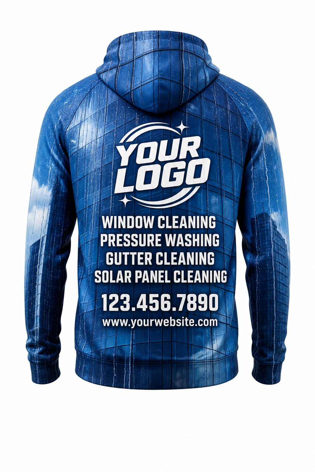 Skyline Reflection custom window cleaning crew uniform hoodie — back (hoodie-back)