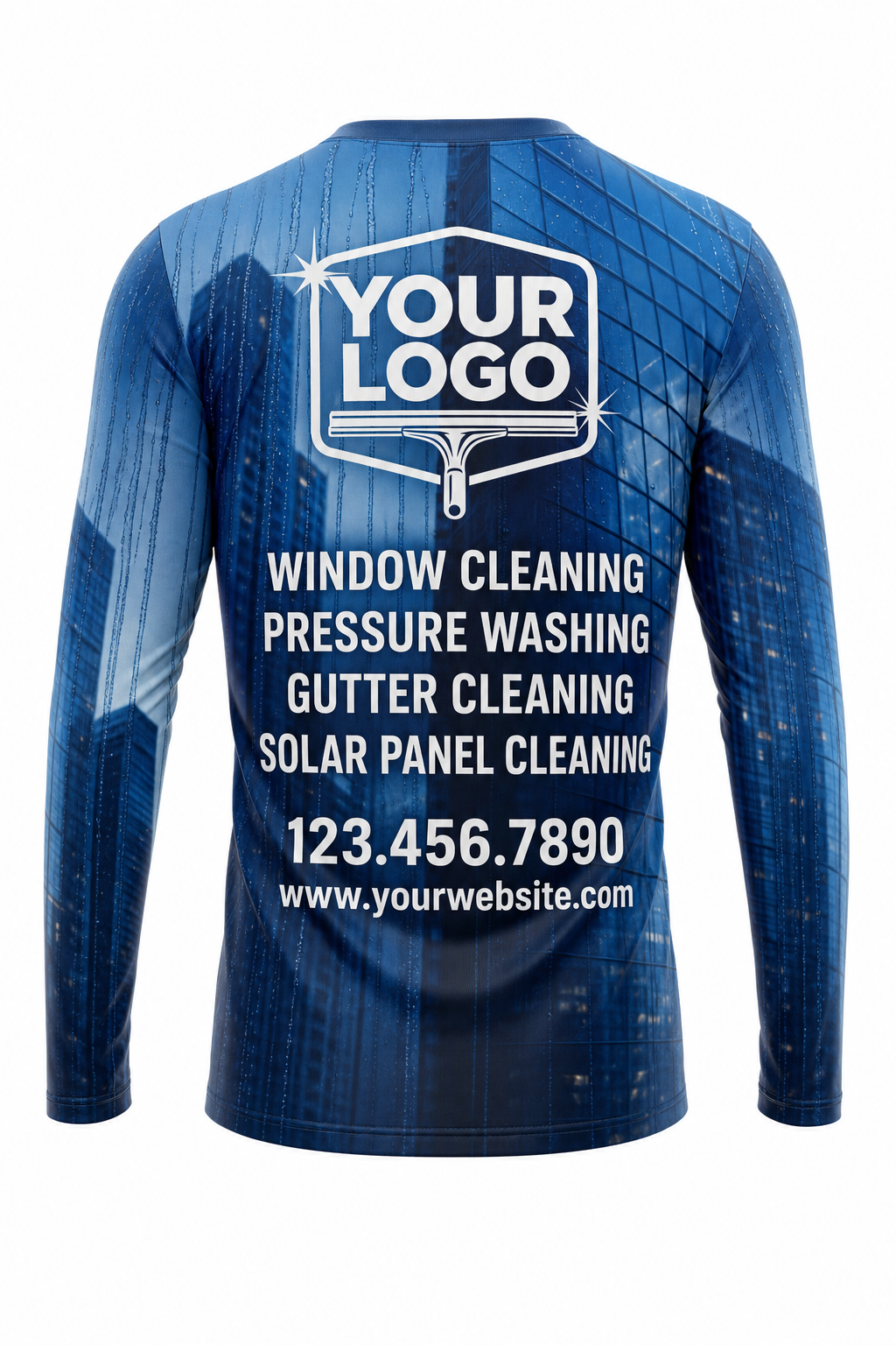 Skyline Reflection custom window cleaning crew uniform long-sleeve shirt — back (longsleeve-back)
