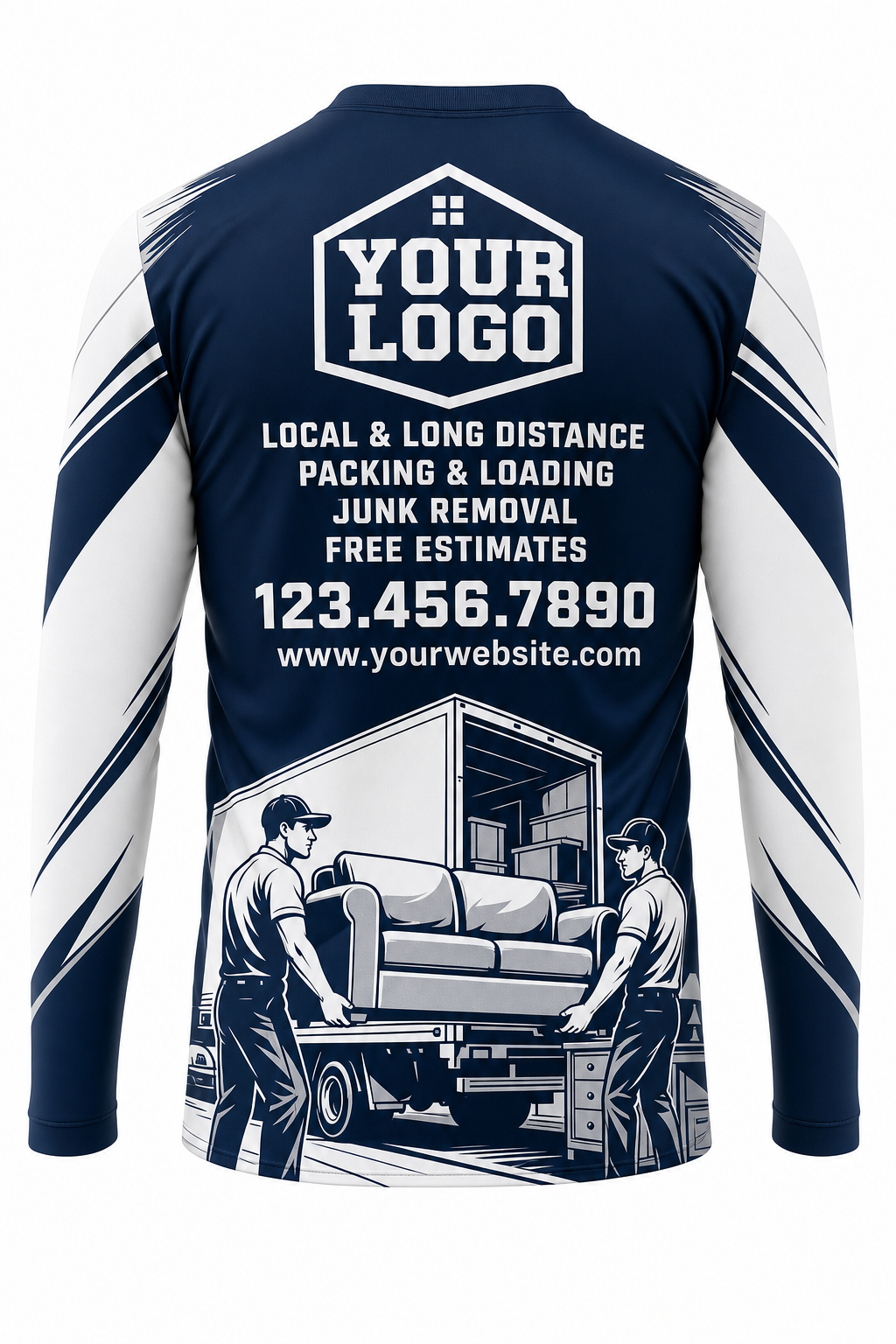 Furniture Move custom moving & junk removal crew uniform Long Sleeve — back