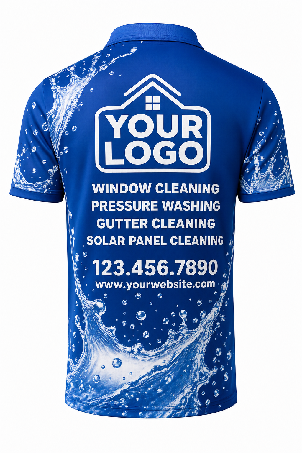Splash Dynamic custom window cleaning crew uniform polo shirt — back (polo-back)