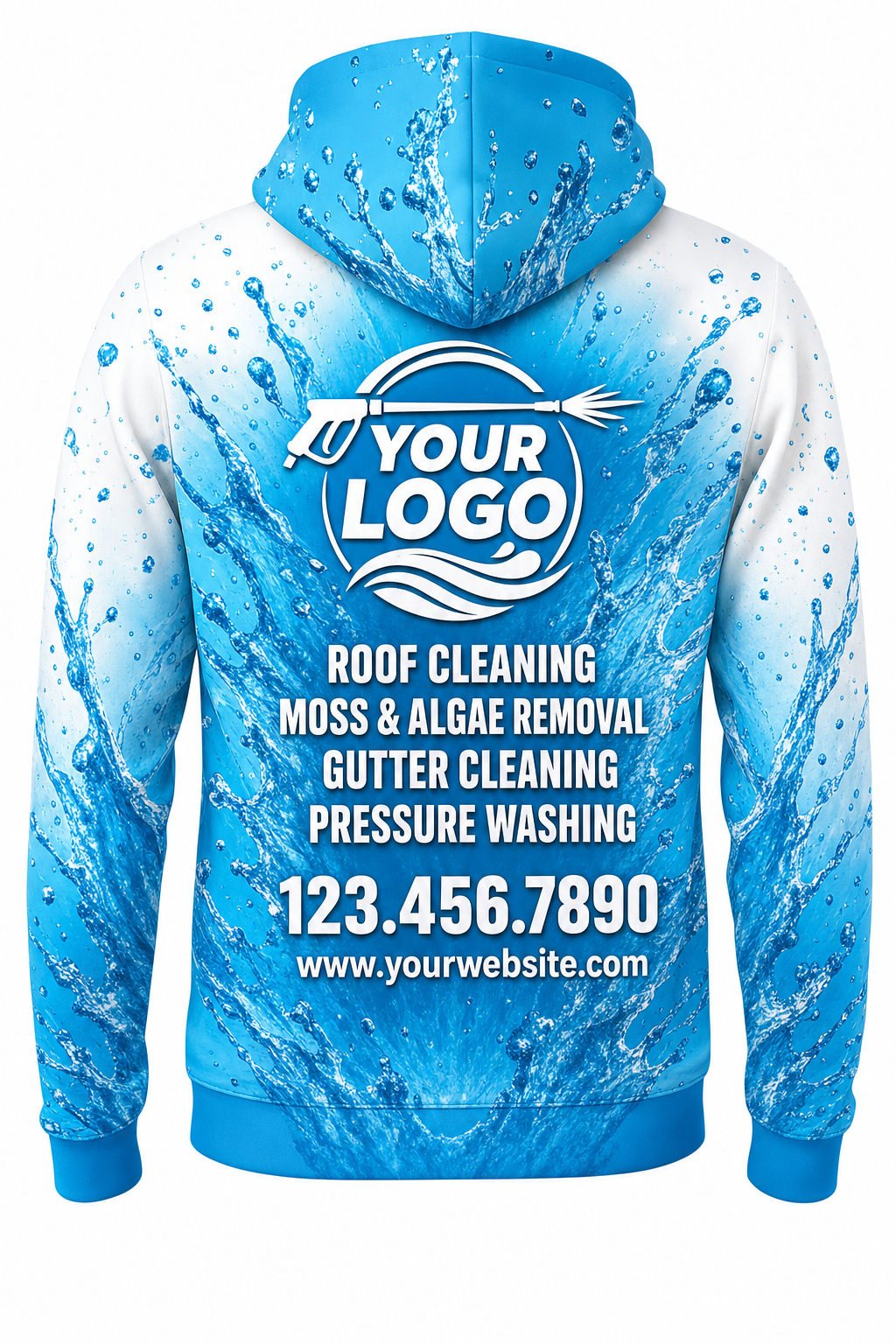 Splash Burst custom roof cleaning & pressure washing crew uniform Hoodie — back