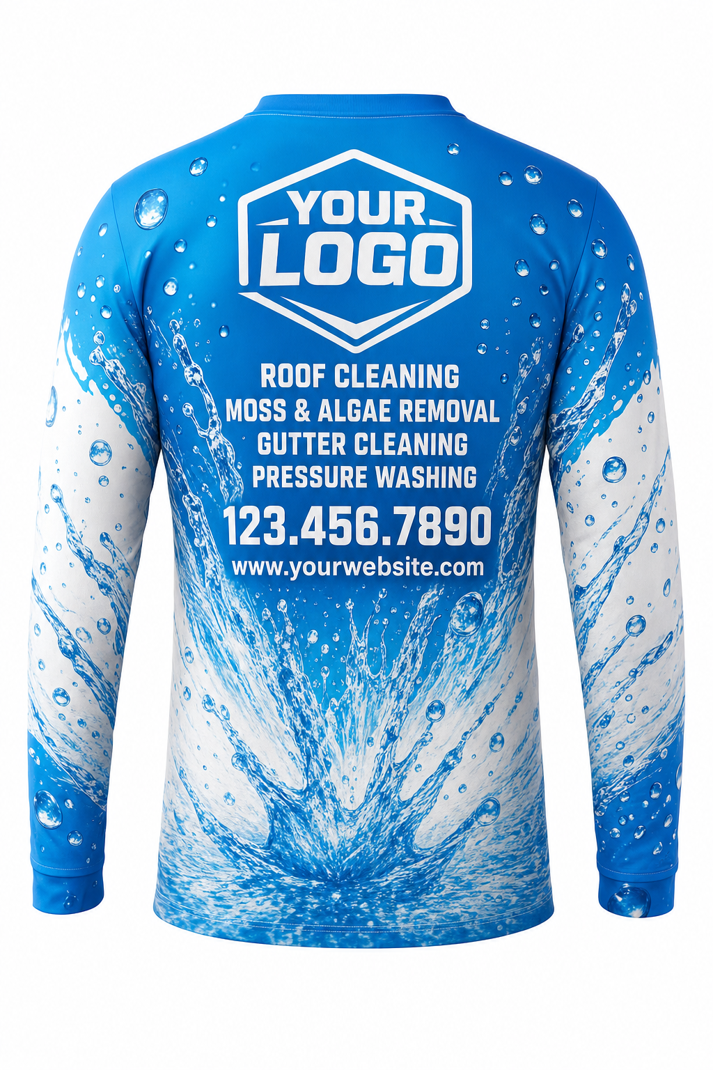 Splash Burst custom roof cleaning & pressure washing crew uniform Long Sleeve — back