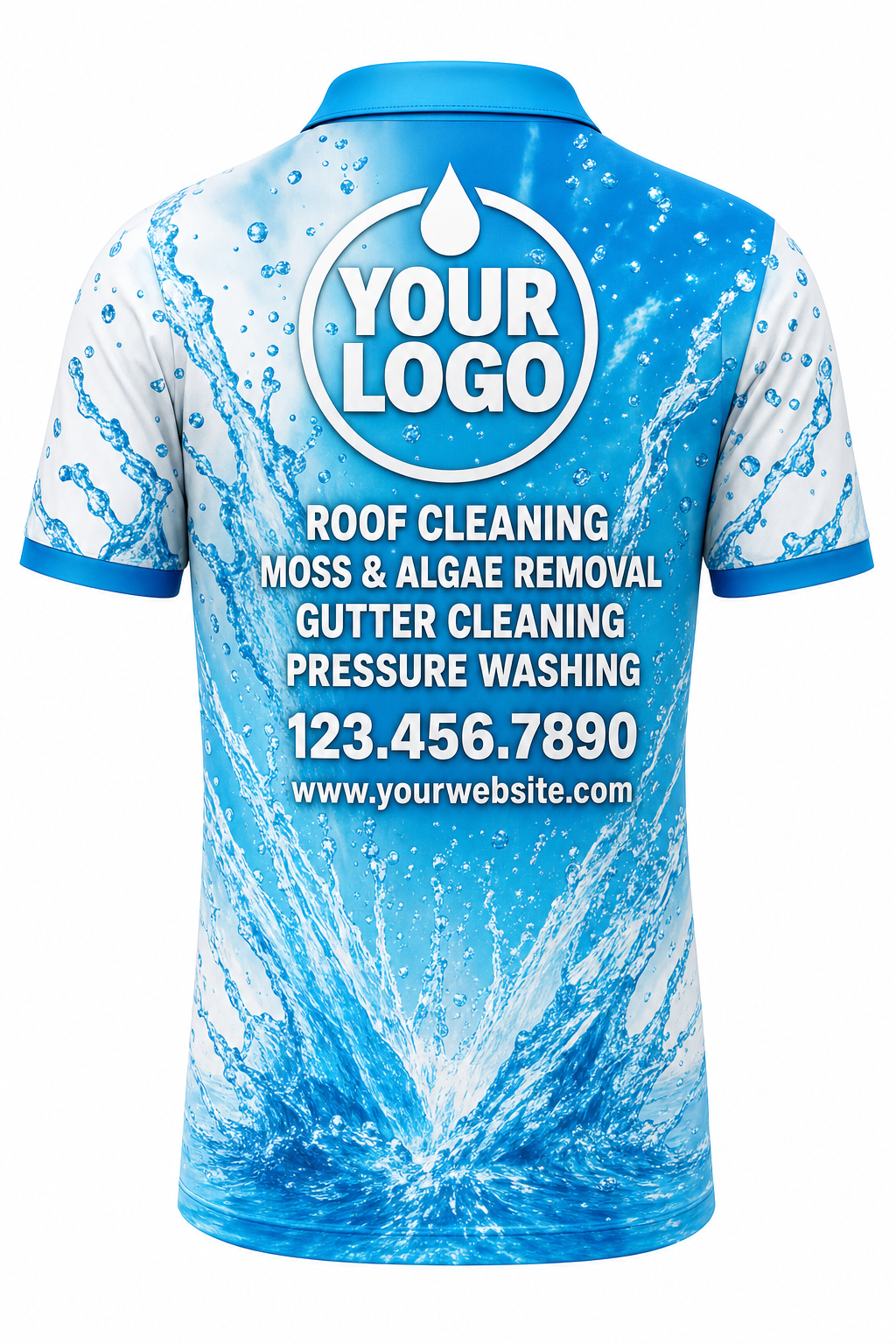 Splash Burst custom roof cleaning & pressure washing crew uniform Polo — back