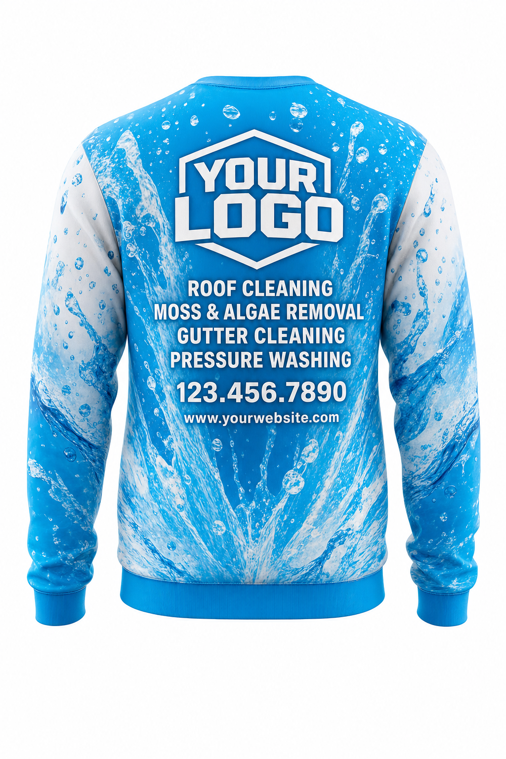 Splash Burst custom roof cleaning & pressure washing crew uniform Sweatshirt — back