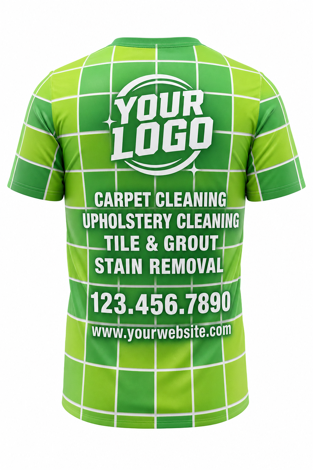 Spring Tile & Grout custom carpet cleaning crew uniform t-shirt — back (tee-back)