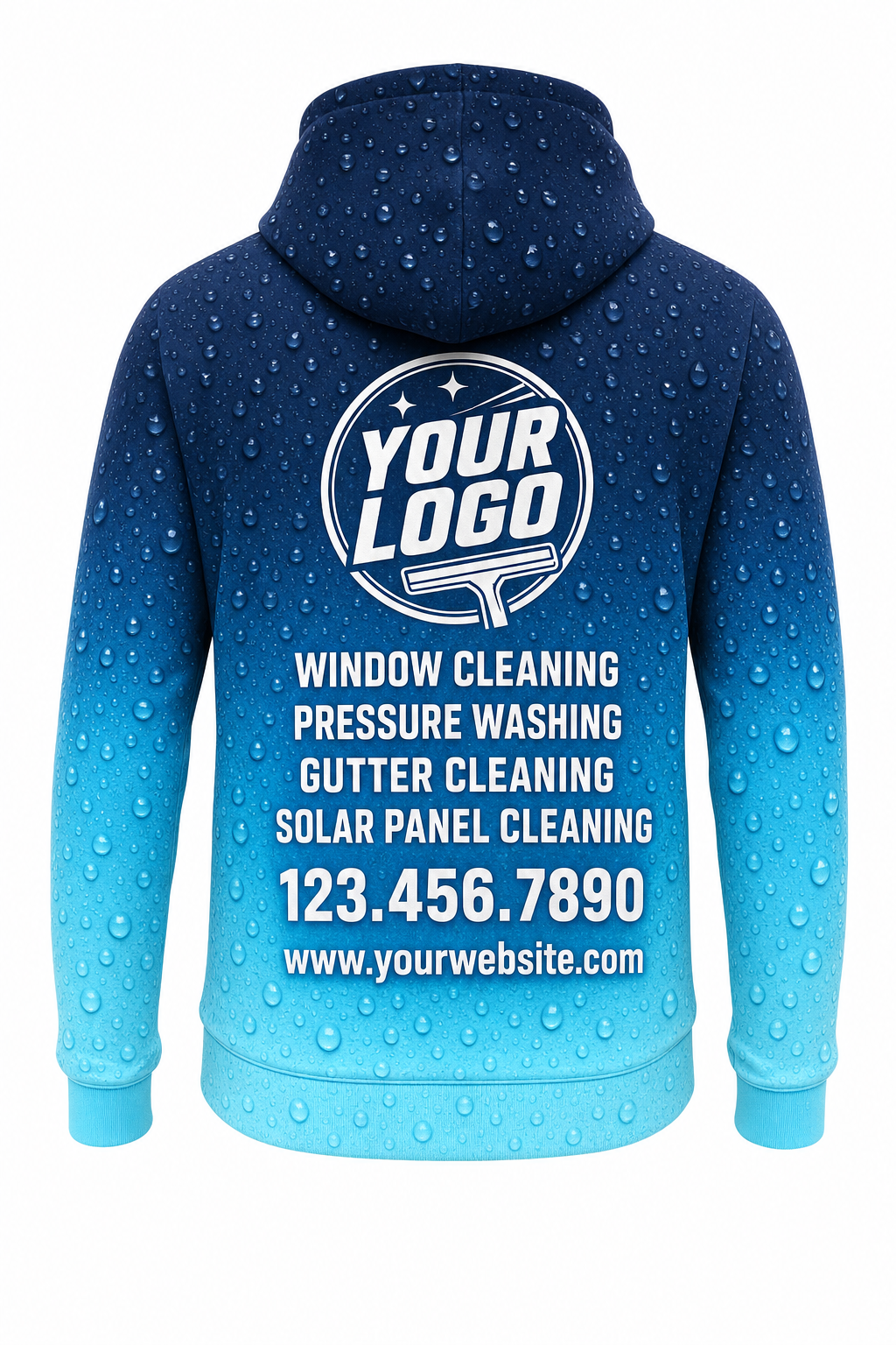 Droplet Fade custom window cleaning crew uniform hoodie — back (hoodie-back)