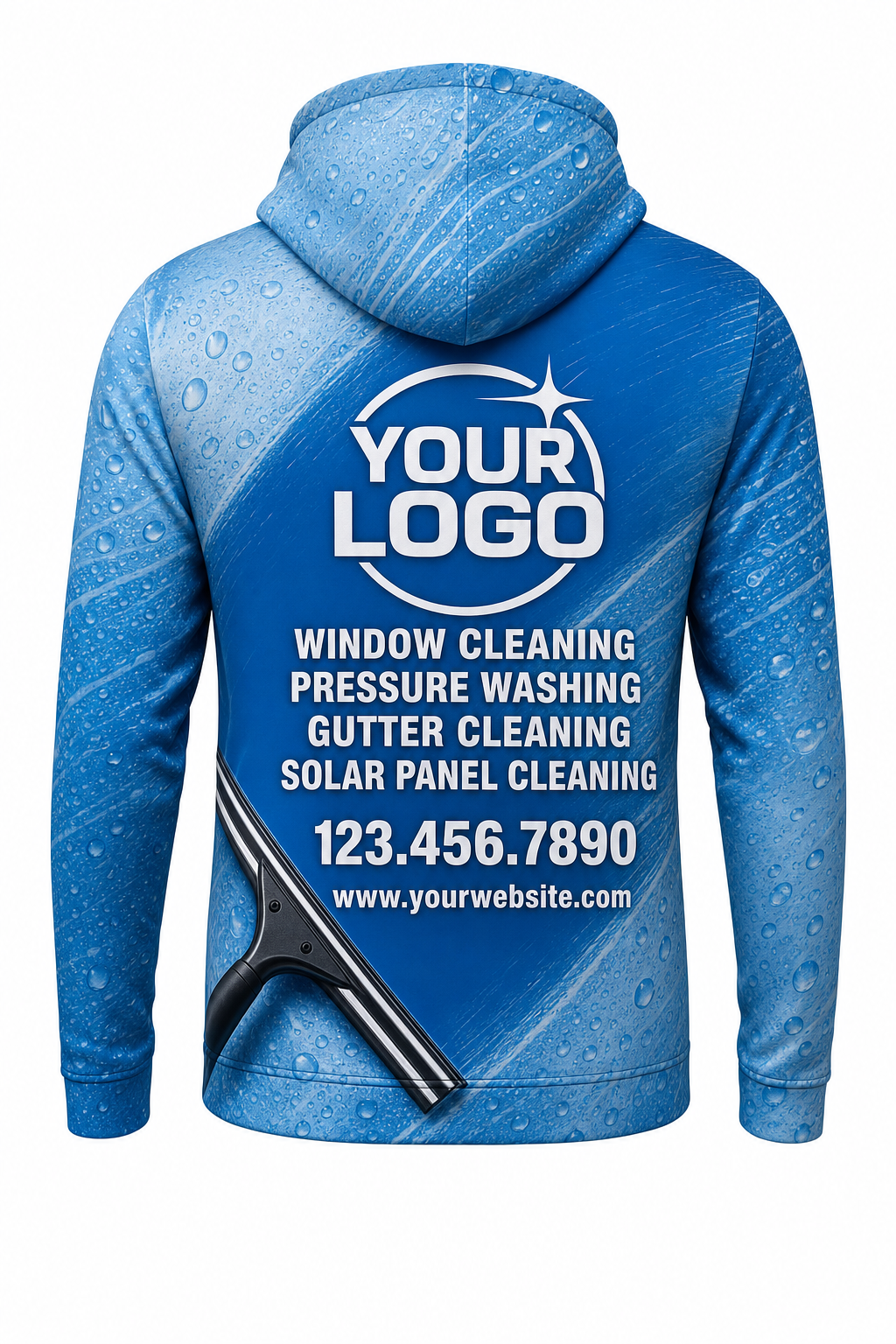 Squeegee Streaks custom window cleaning crew uniform hoodie — back (hoodie-back)