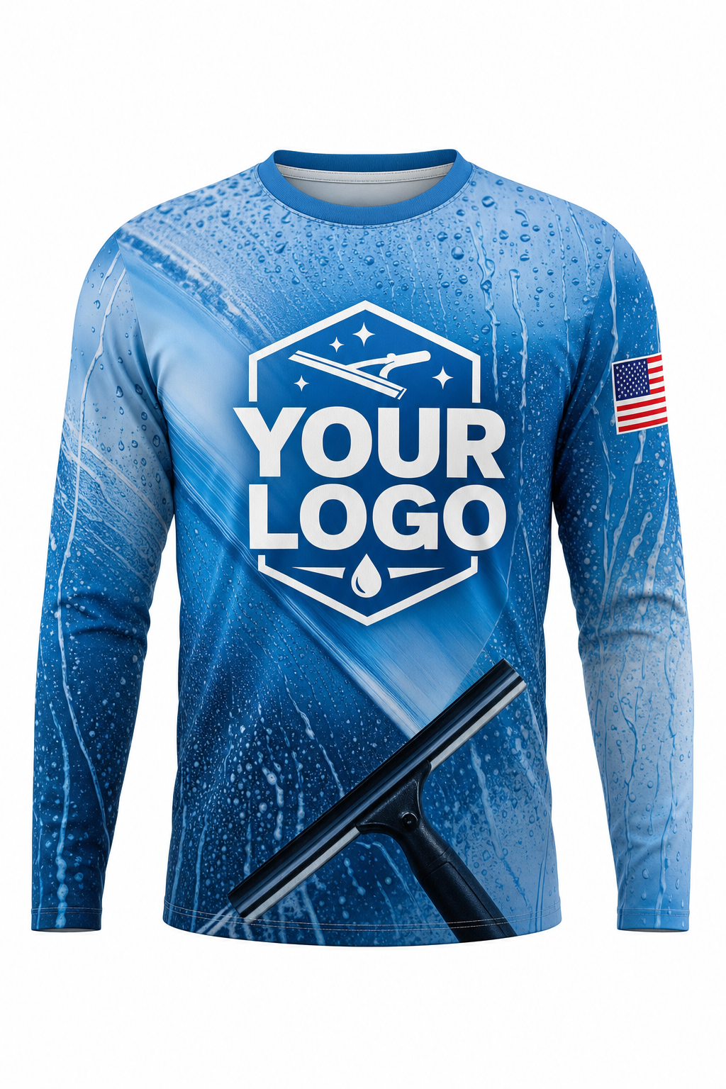 Squeegee Streaks custom window cleaning crew uniform long-sleeve shirt — front (longsleeve-front)