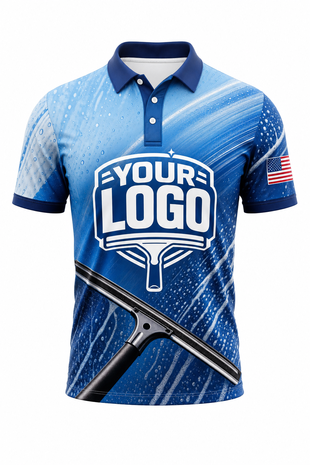 Squeegee Streaks custom window cleaning crew uniform polo shirt — front (polo-front)