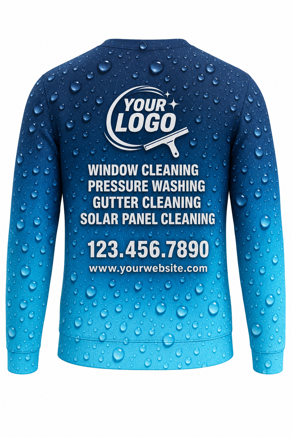 Droplet Fade custom window cleaning crew uniform sweatshirt — back (sweatshirt-back)