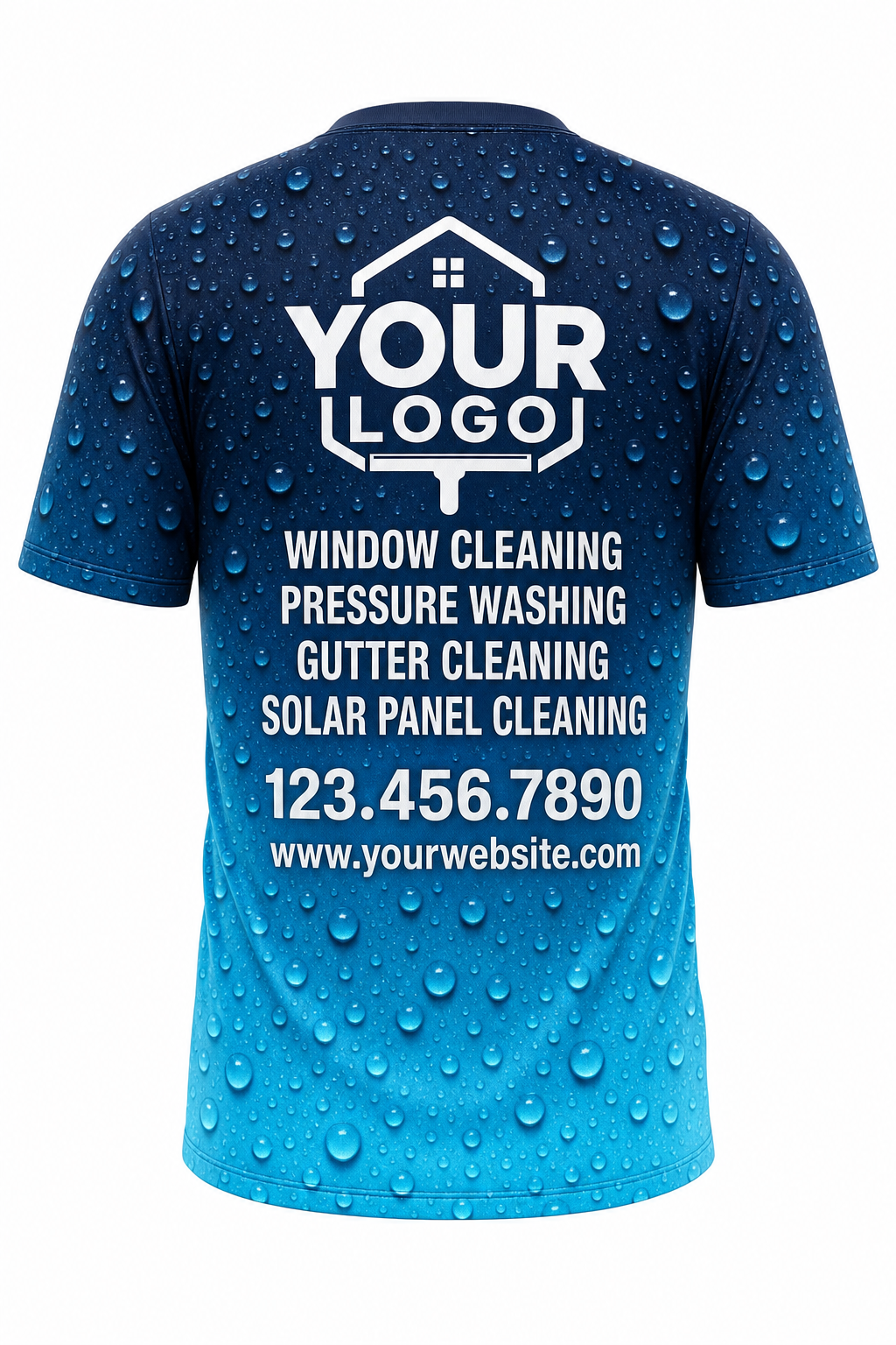 Droplet Fade custom window cleaning crew uniform t-shirt — back (tee-back)