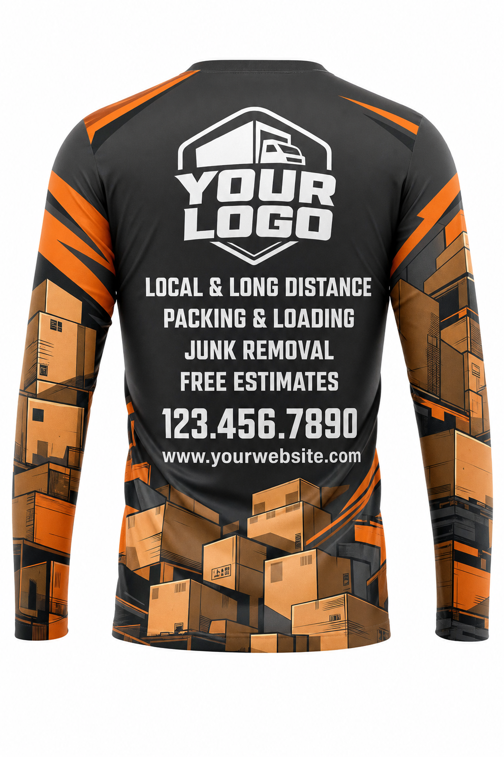 Stacked Boxes custom moving & junk removal crew uniform Long Sleeve — back