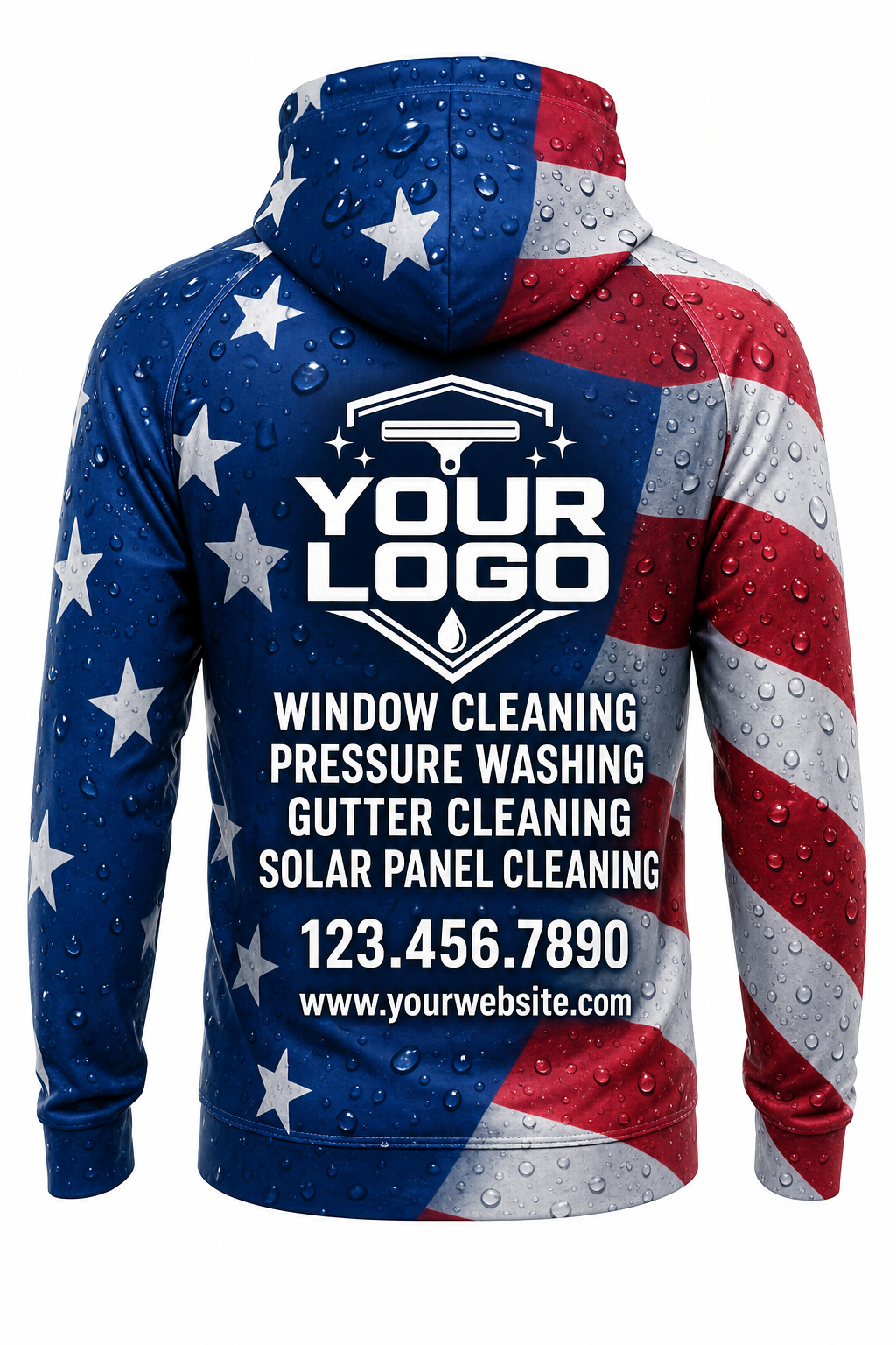 Stars & Stripes custom window cleaning crew uniform hoodie — back (hoodie-back)