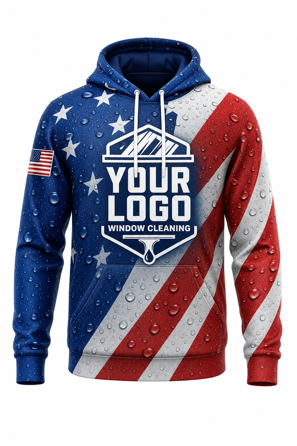 Stars & Stripes custom window cleaning crew uniform hoodie — front (hoodie-front)