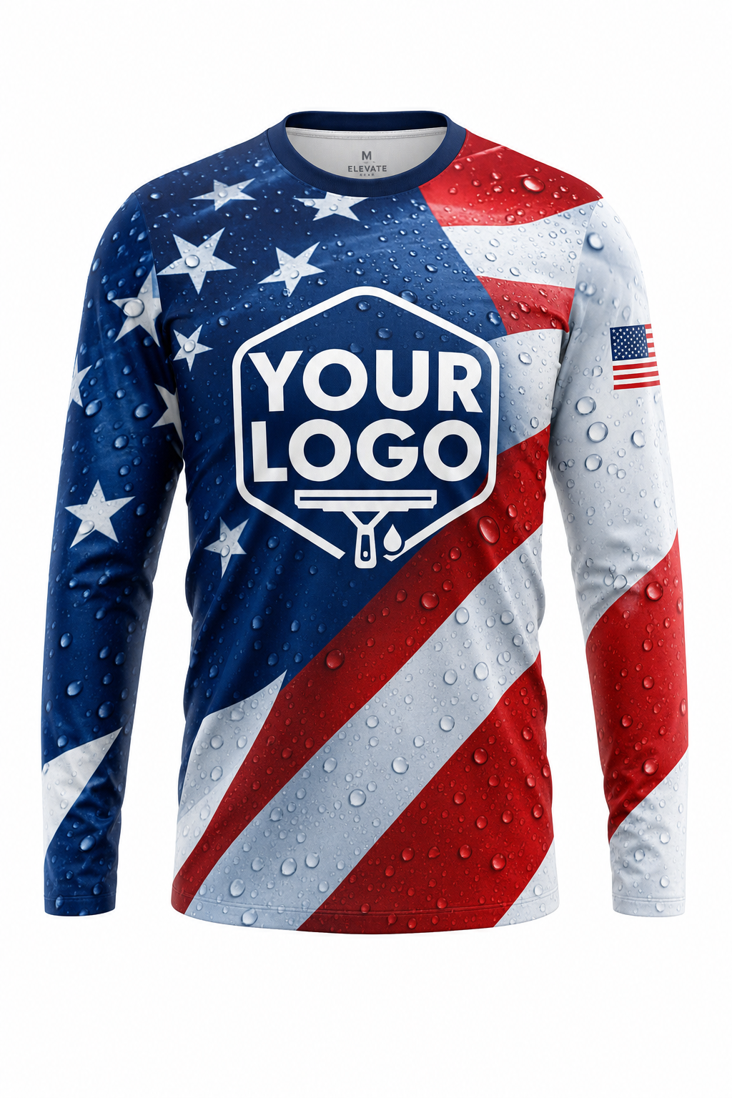 Stars & Stripes custom window cleaning crew uniform long-sleeve shirt — front (longsleeve-front)